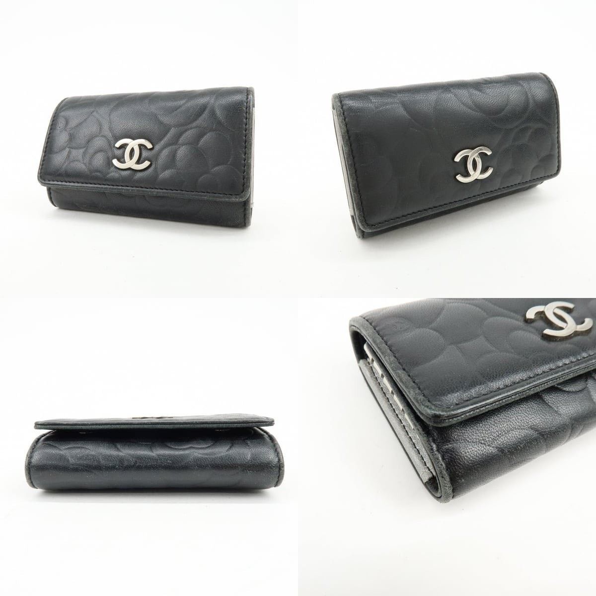 Chanel Chanel Camelia Lambskin Key Holder Black Size ONE SIZE - 3 Thumbnail
