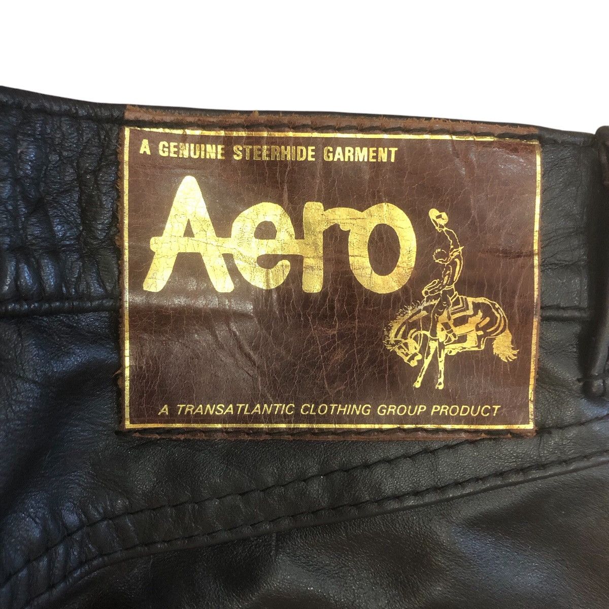 Aero Leathers × Cowboy Equipment × Leather Aero Steerhide Leather Pants Size US 27 - 7 Thumbnail