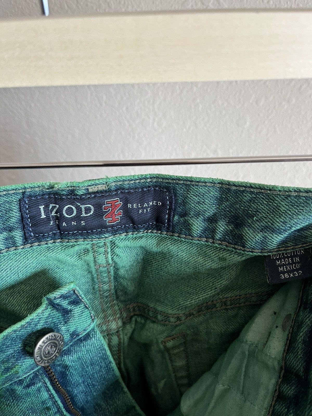 Other Custom Green Dyed Distressed IZOD Jeans 36x32 Size US 36 / EU 52 - 3 Thumbnail