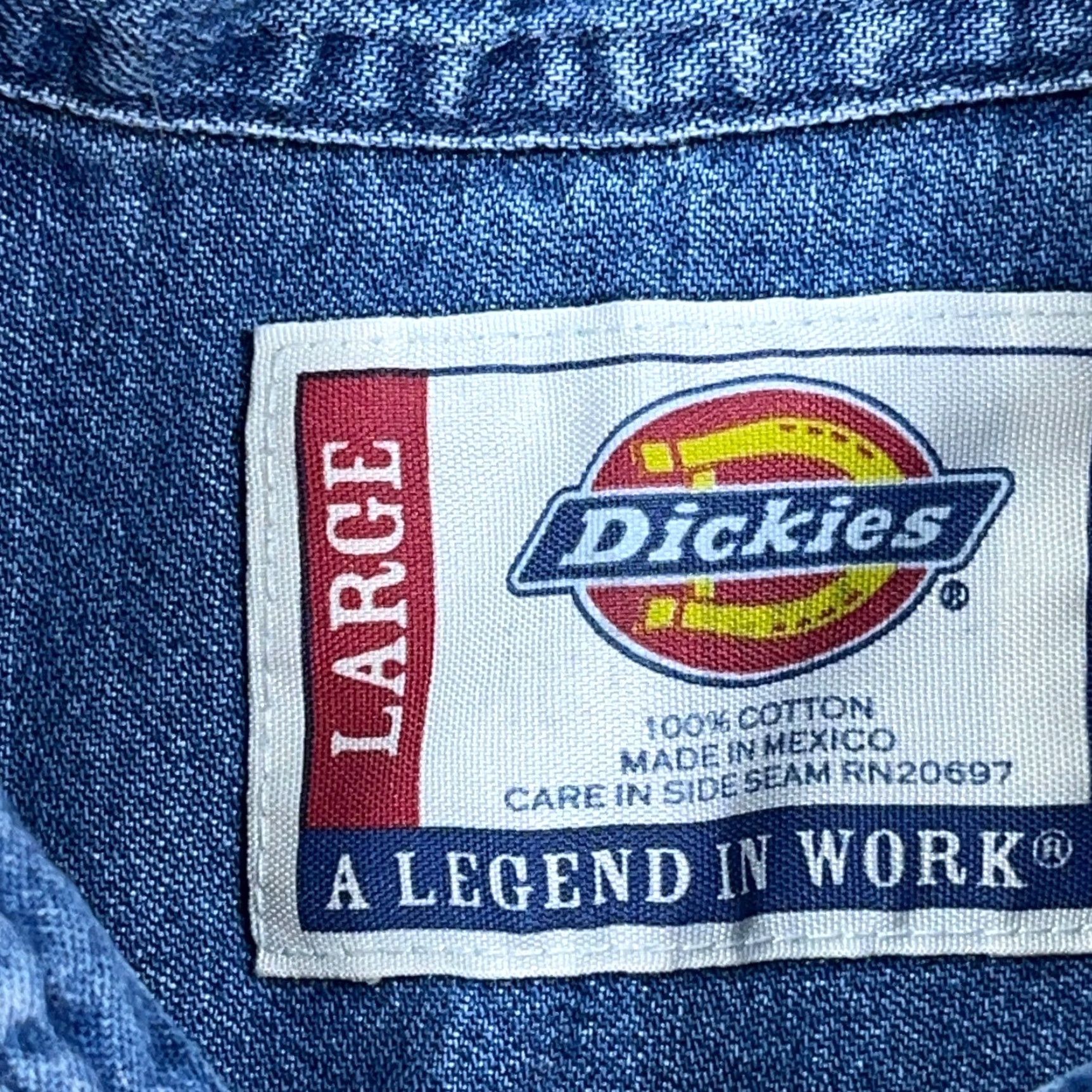 Dickies Dickies Shirt Men Large Blue Denim Button Up Workwear Pocket Indigo Adult Size US L / EU 52-54 / 3 - 5 Thumbnail