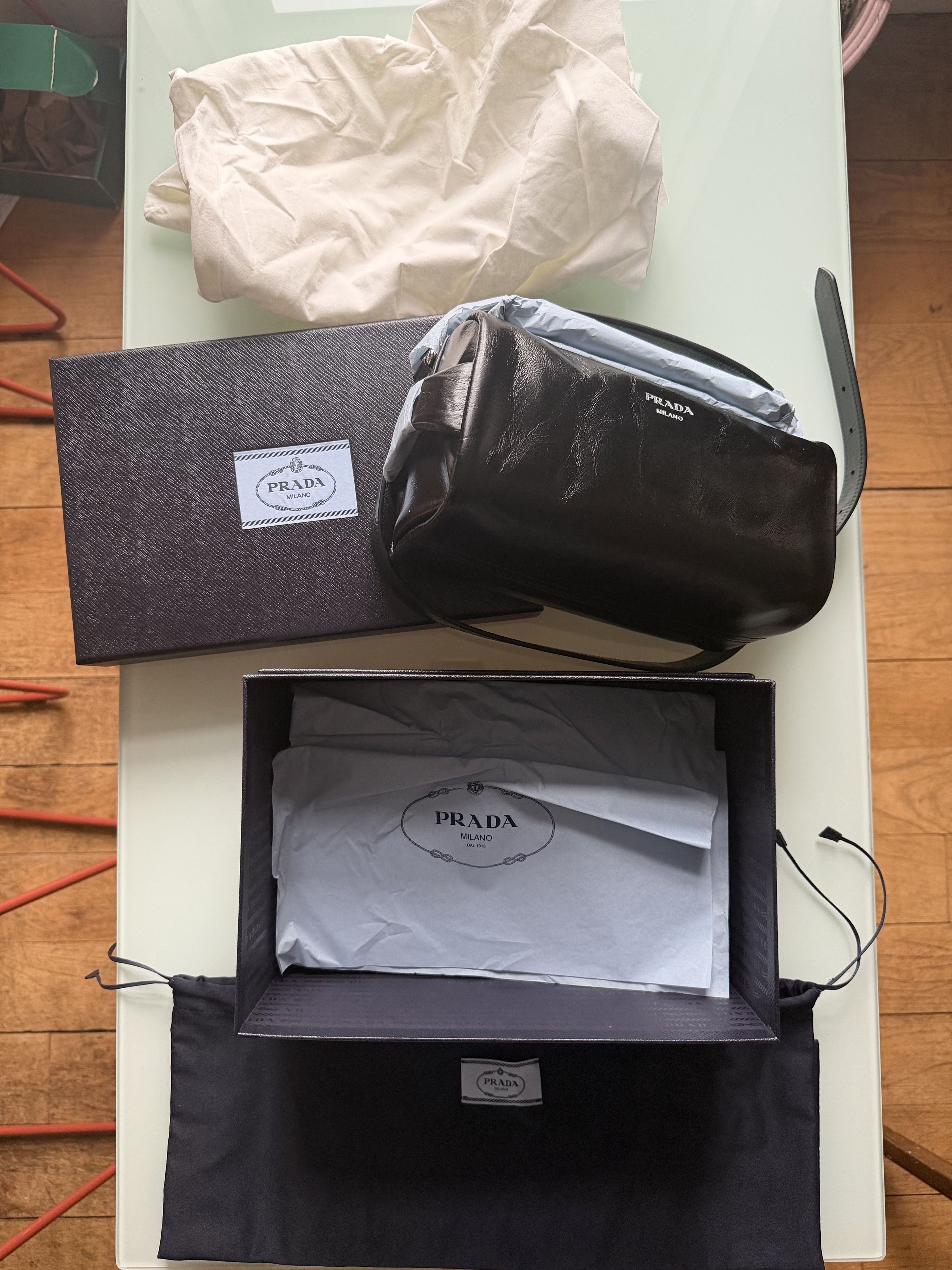 Prada Prada Black Leather Shoulder Bag MSRP $2,550 Size ONE SIZE - 5 Thumbnail