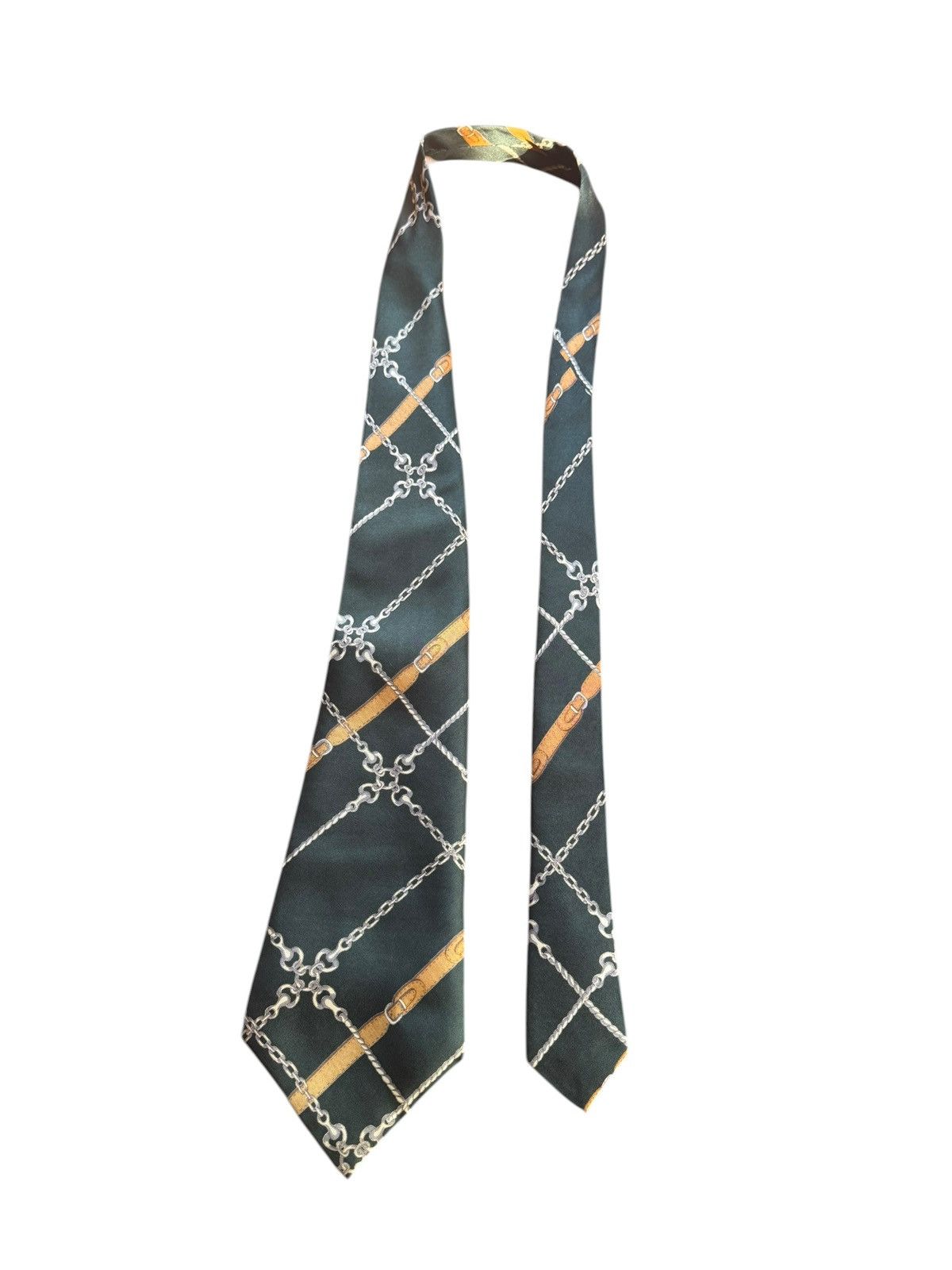 Other Jean Patou Paris Vintage Green Chain Print Tie Size ONE SIZE - 2 Thumbnail