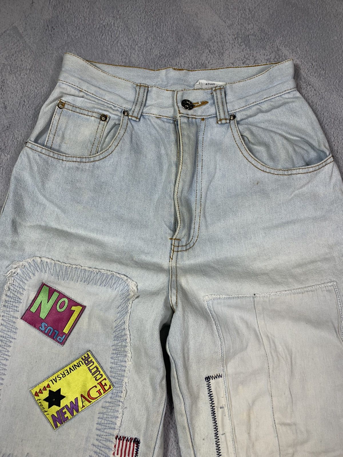 Japanese Brand × Vintage Vintage Y2K Japanese patchwork faded denim jeans trousers Size 27" / US 4 / IT 40 - 2 Thumbnail
