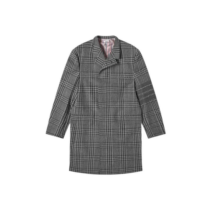 Thom Browne Thom Browne Gray Plaid Overcoat for Men Size US L / EU 52-54 / 3 - 1 Thumbnail