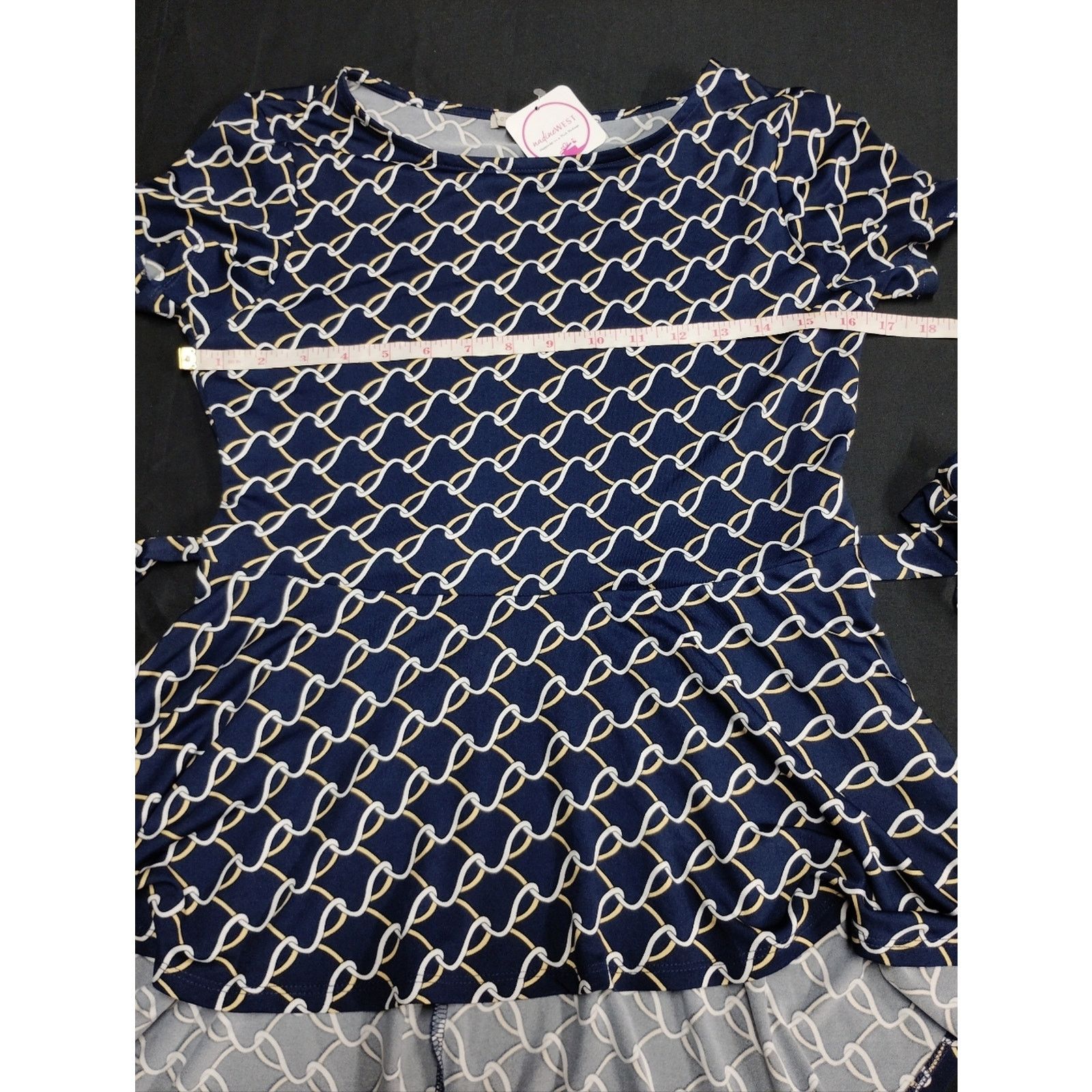 NADA Nadine West Active USA Navy and Cream Chain-Print Top Size M / US 6-8 / IT 42-44 - 5 Thumbnail