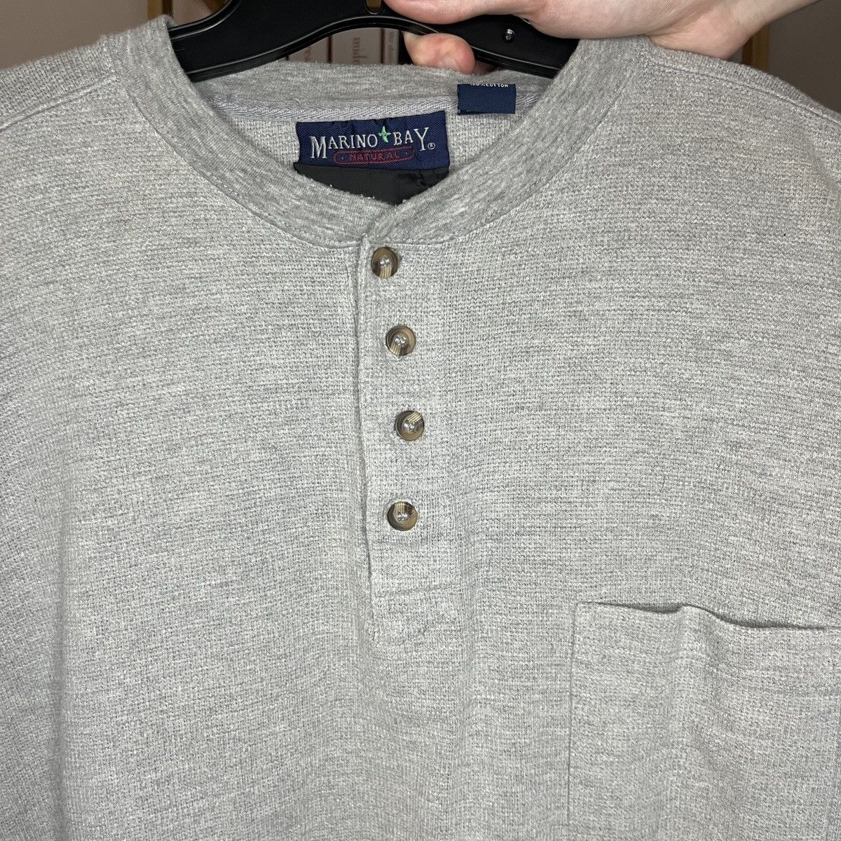 Vintage Marino Bay Button Up Henley Grey Short Sleeve Shirt Size XL Size US XL / EU 56 / 4 - 2 Thumbnail