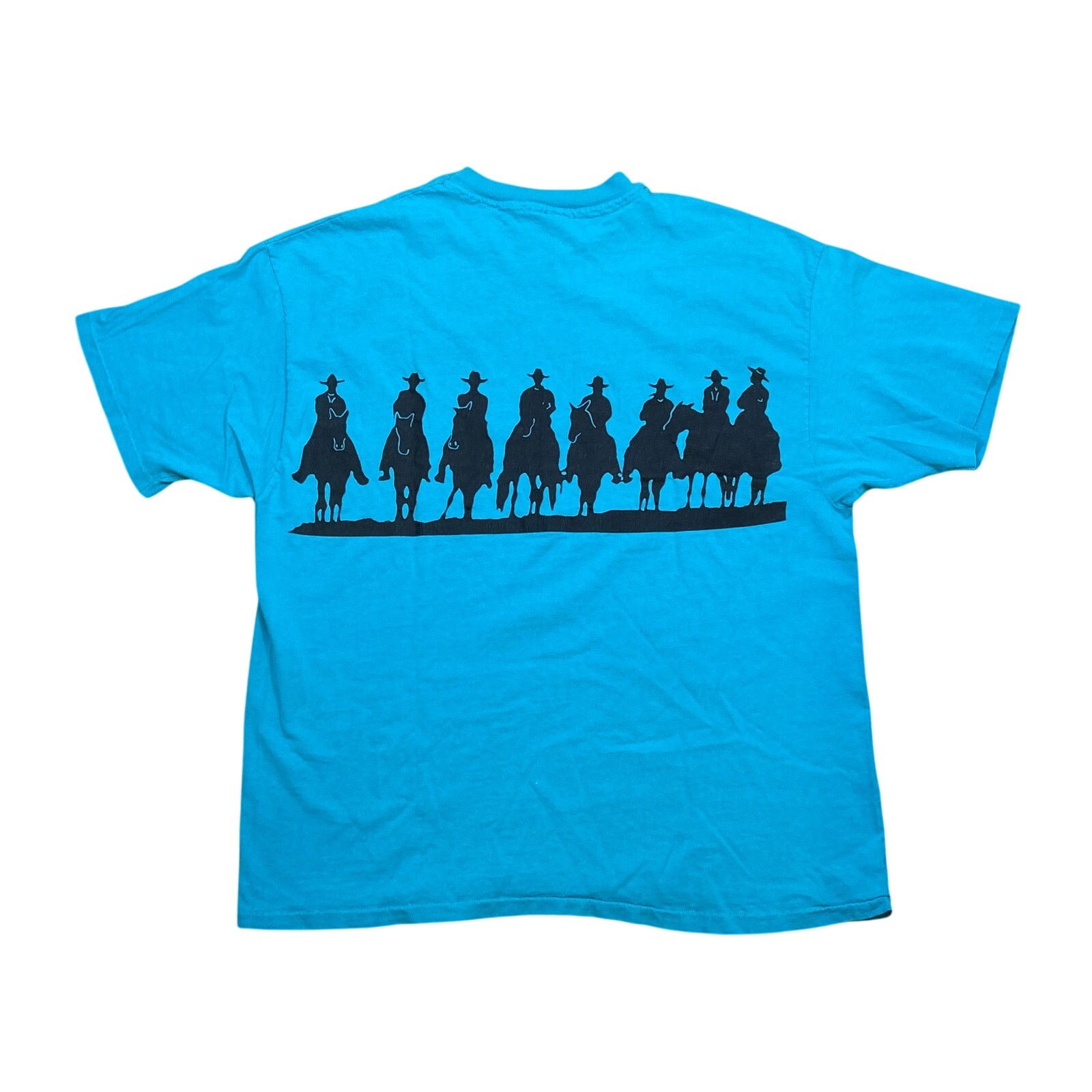 Hanes Vintage 1993 Cowboy Posse on horses Western teal 2XL shirt Size US XXL / EU 58 / 5 - 5 Thumbnail