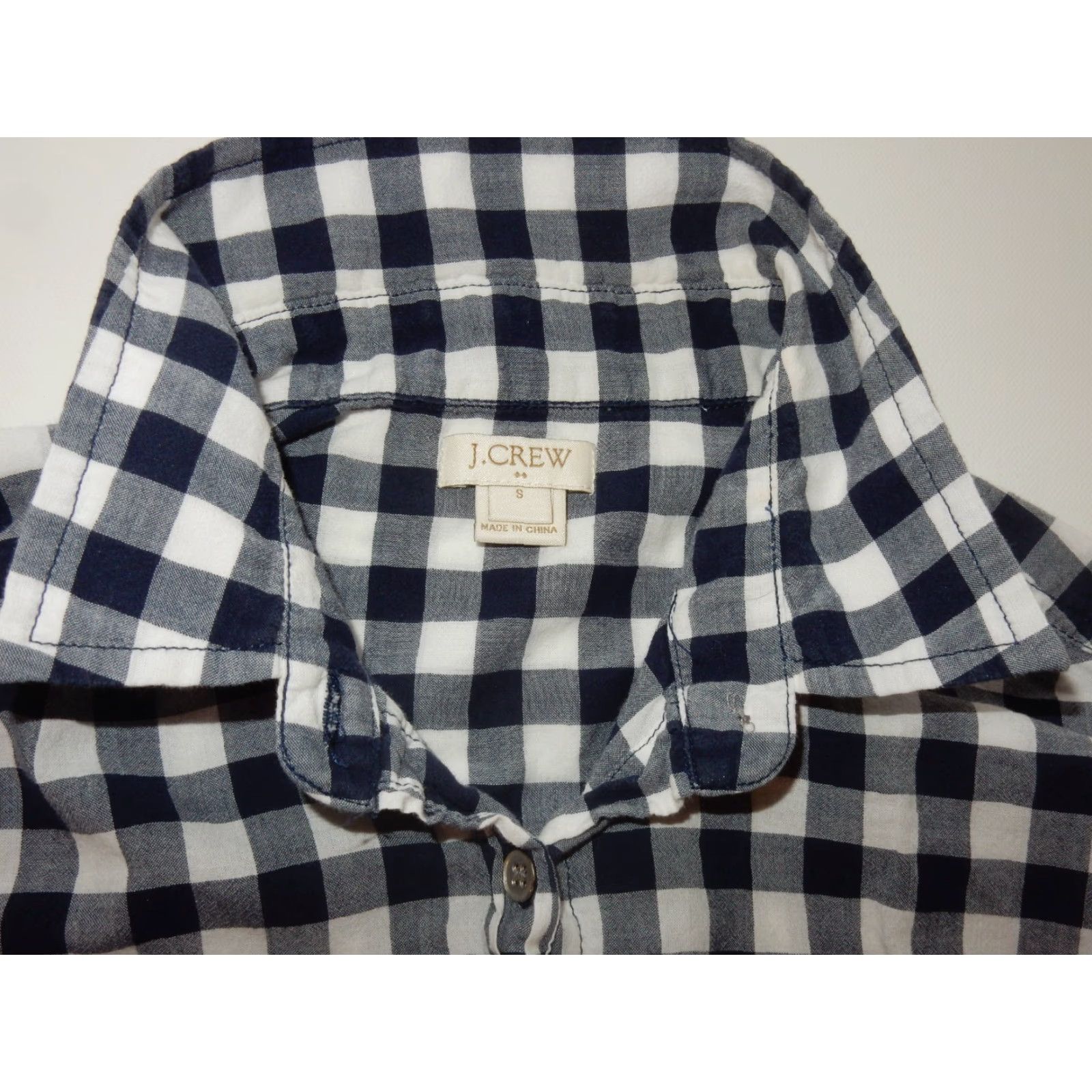 J.Crew J.CREW Button Front Shirt Size S Women Long Sleeve Blue 100% Cotton Check Button-Up Shirt Size S / US 4 / IT 40 - 4 Thumbnail