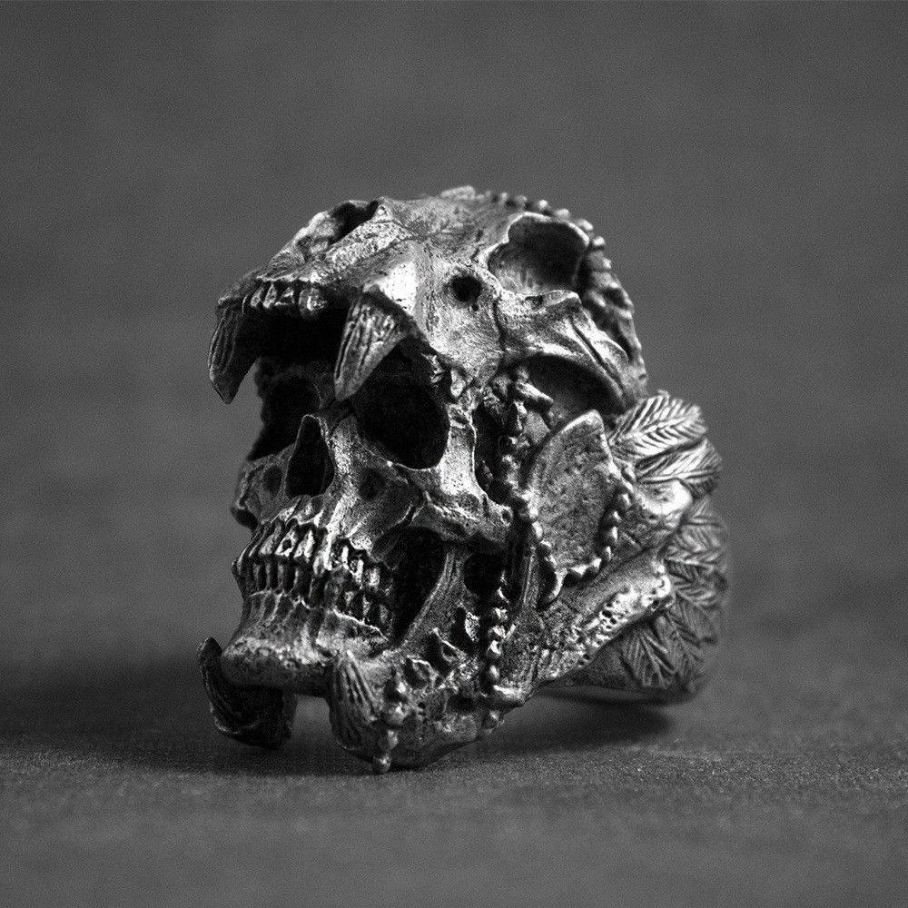 Jewelry Skull Punk Jewelry Rings Open Size Chrome Ring (Size 7-13) Size ONE SIZE - 1 Thumbnail
