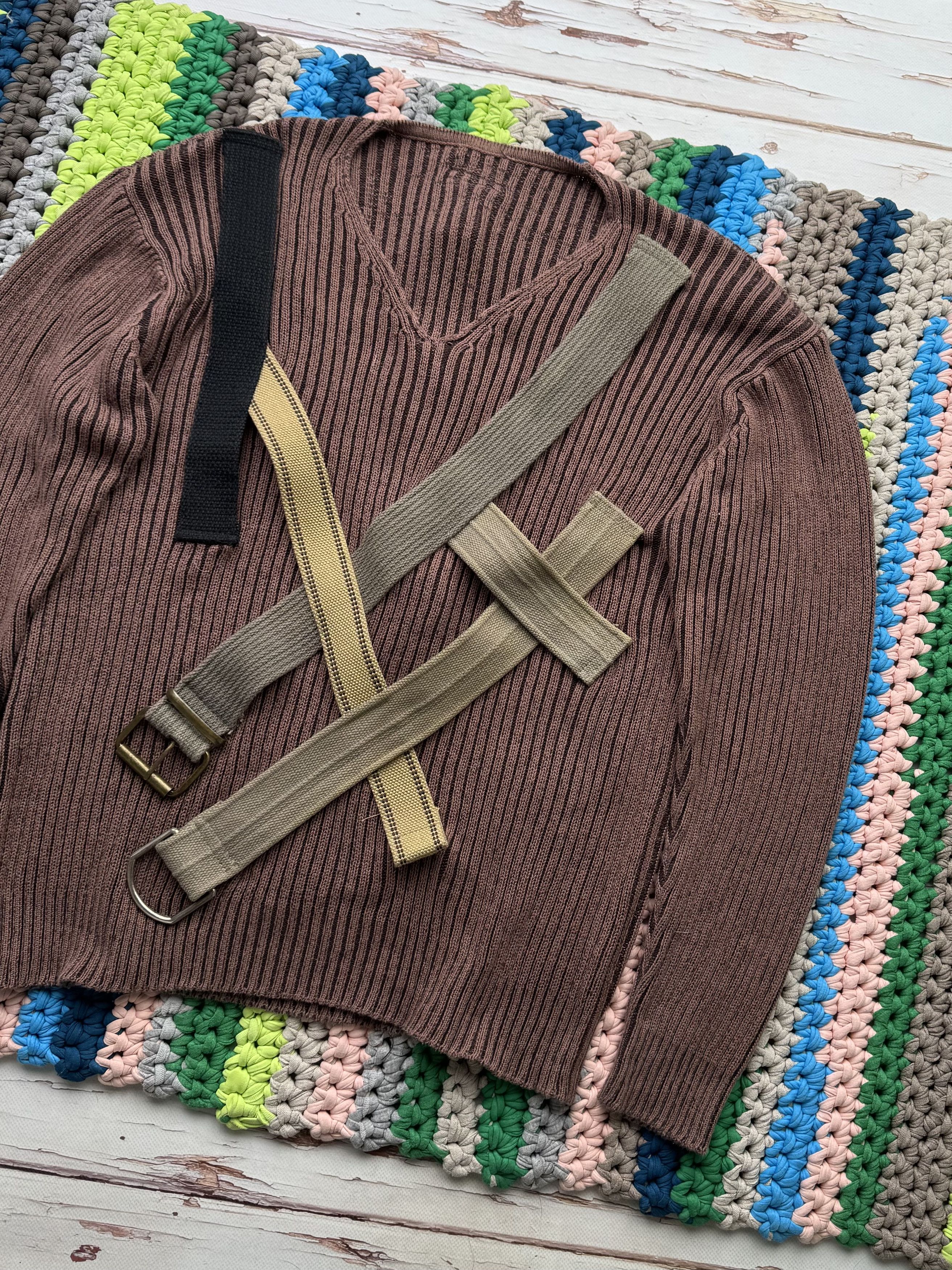 Vintage Vintage Ribbed Sweater With Belted (ET1)(D15) Size US S / EU 44-46 / 1 - 3 Thumbnail