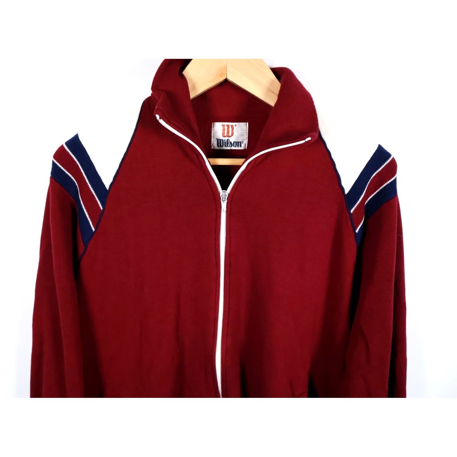 Wilson VINTAGE Wilson Full Zip Sweatshirt Mens XL Red White Lightweight Acrylic 80s Retro Jacket Size US XL / EU 56 / 4 - 4 Thumbnail