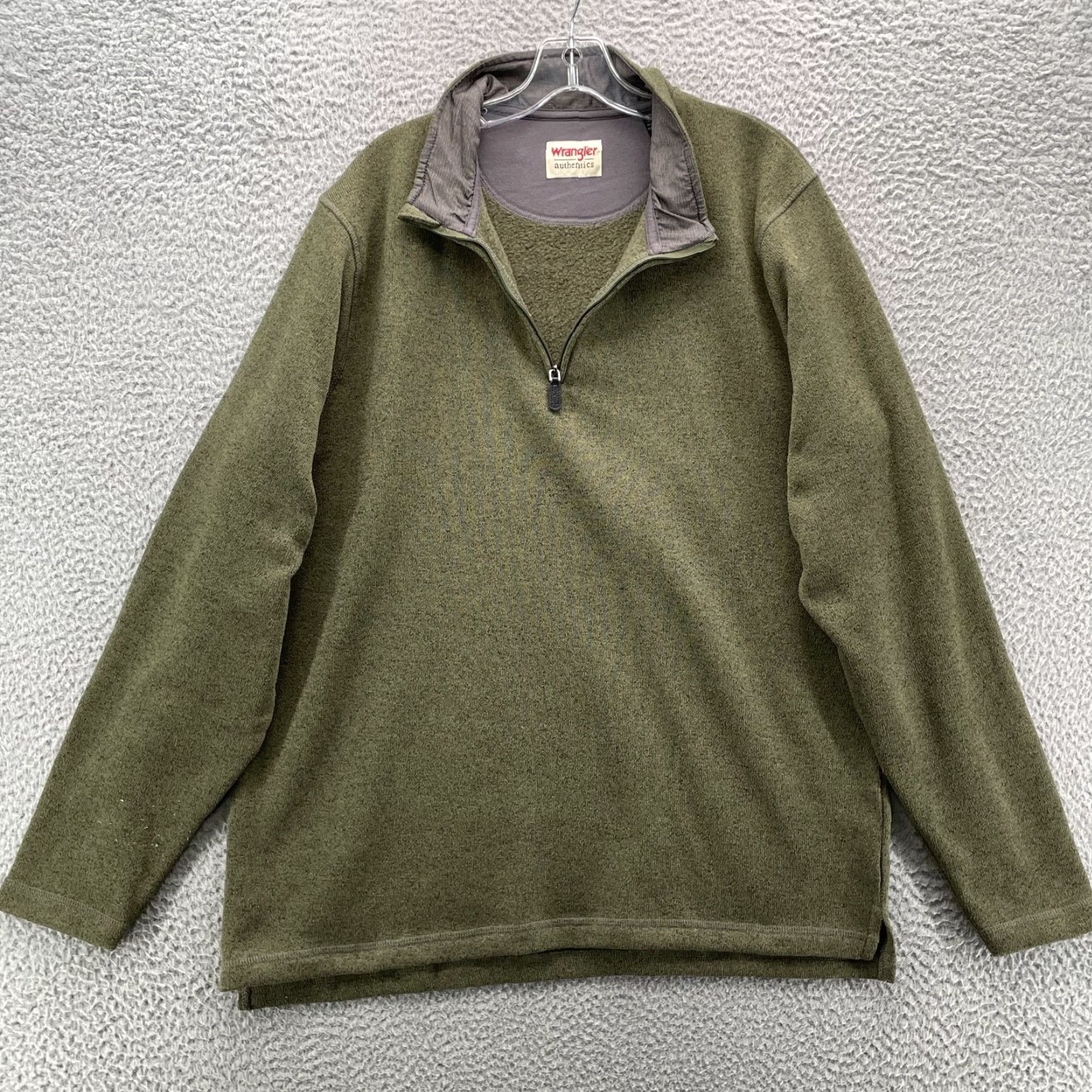 Wrangler Wrangler Sweater Men's Large Army Green 1/4 Zip Pullover Preppy Workwear Cowboy Size US XL / EU 56 / 4 - 2 Thumbnail