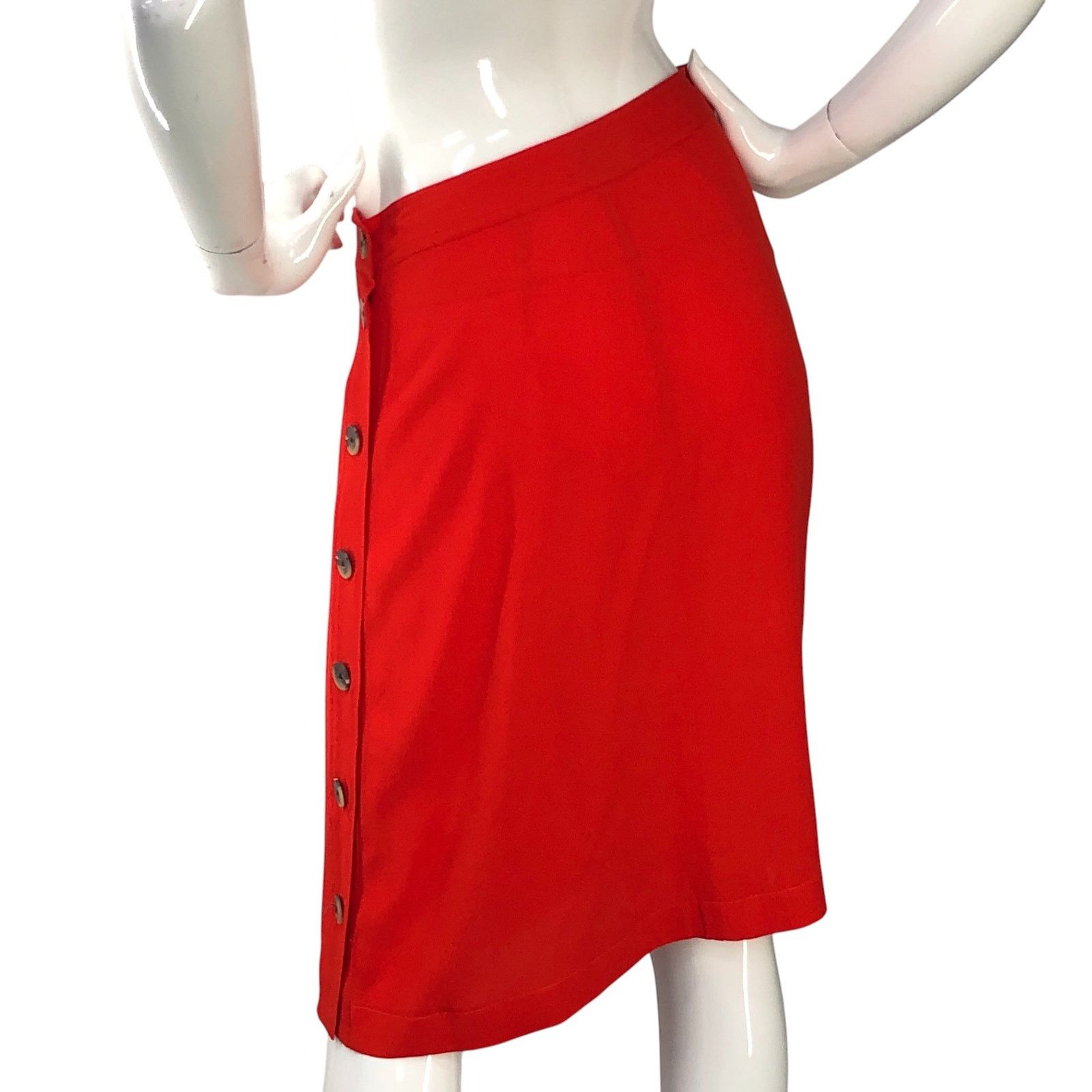 Madewell Madewell Size 0 Skirt Side Buttons Knee Length Viscose Red Size 25" / US 0 / IT 36 - 5 Thumbnail