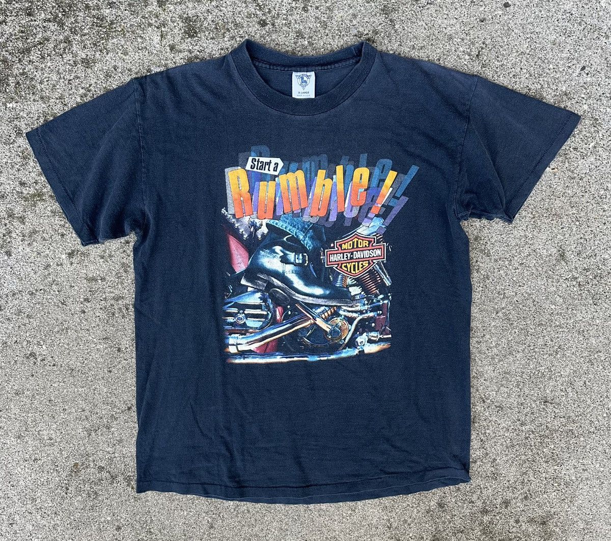 Harley Davidson Vintage 1987 Harley Davidson Start a Rumble Shirt size XL Size US XL / EU 56 / 4 - 1 Thumbnail