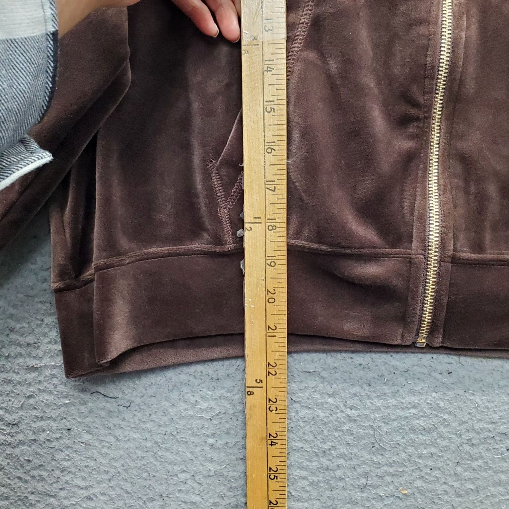 New Republic Truth Republic Velour Hoodie Womens XL Brown Crop Long Sleeve Zip Up Size XL / US 12-14 / IT 48-50 - 3 Thumbnail