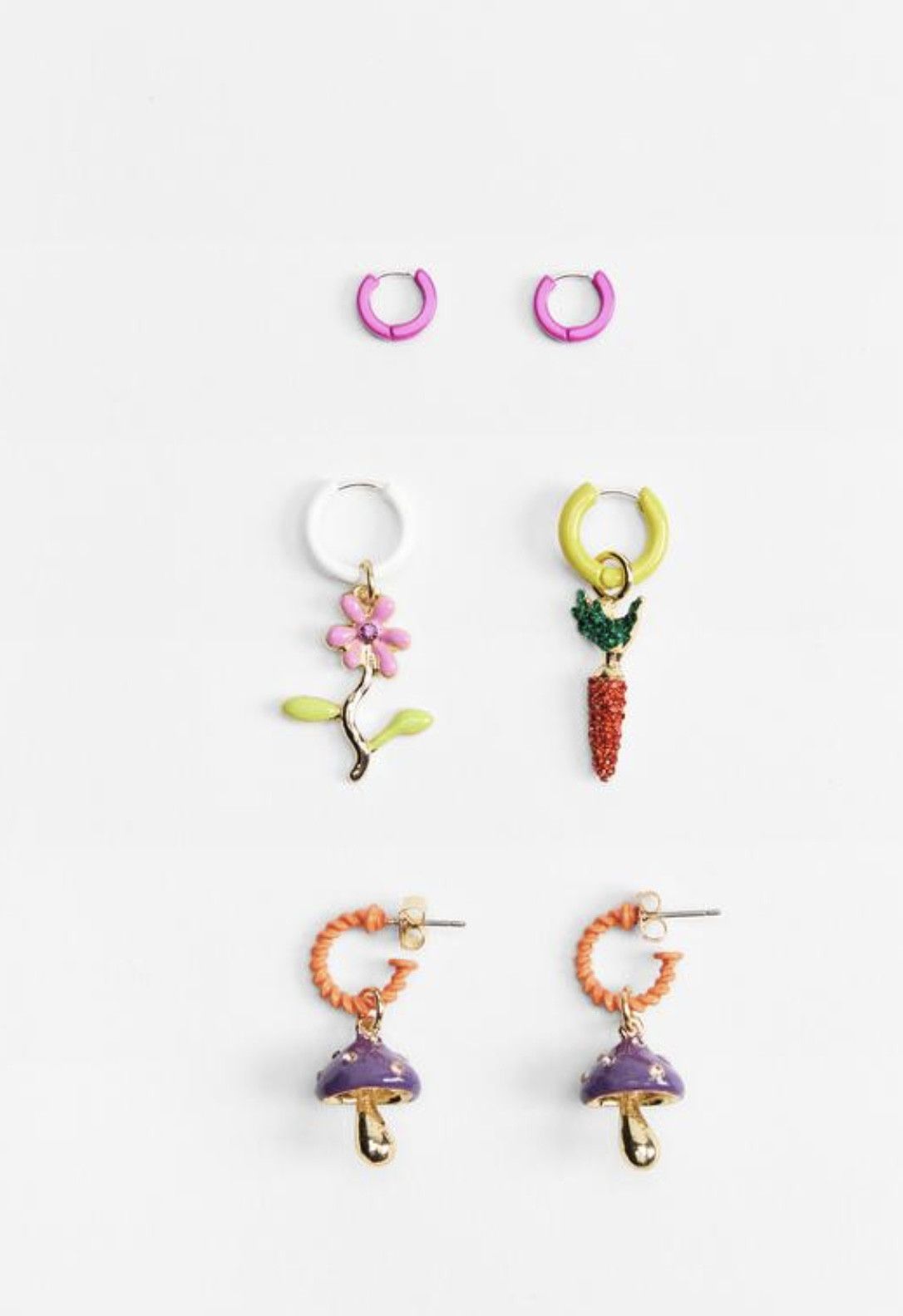 Zara Zara pack of enamel charm earrings BNWT multi colour Size ONE SIZE - 1 Thumbnail