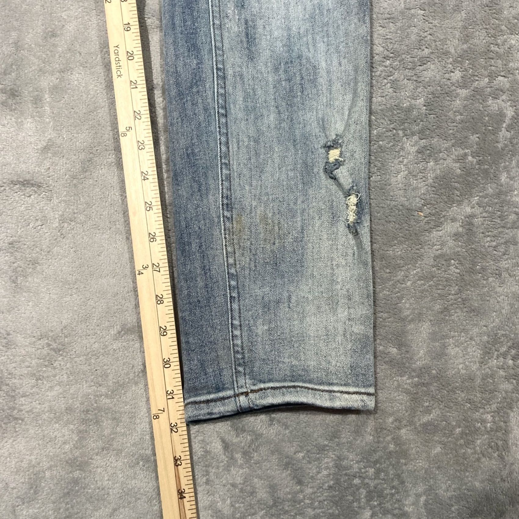Denime Serenade Jeans Men's 38x32 Slim Straight Ripped Denim Stretch Light Wash Blue Waist 38 Night Rock American Mens Jeans Size US 38 / EU 54 - 5 Thumbnail