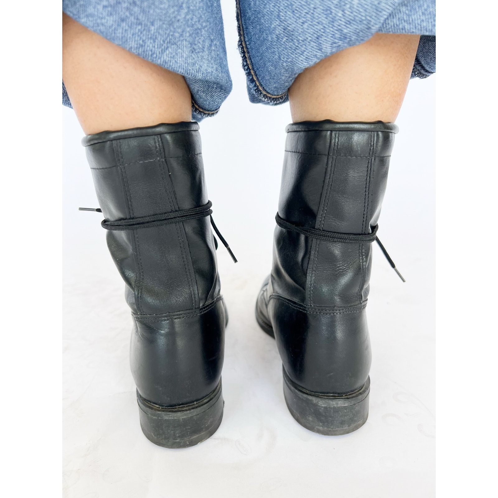 Durango VTG Blk Leather Lace-Up Boots | Grunge Punk Western W Sz7 Size US 7 / IT 37 - 5 Thumbnail