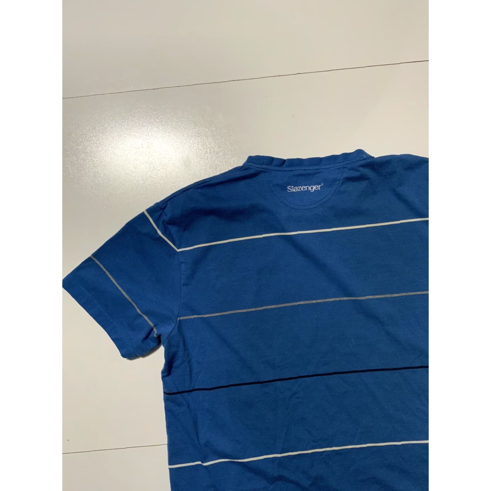 Vintage VINTAGE Slazenger Striped Blue Tennis Embroidered Logo S/S T-Shirt Sz. L Mens Blue Embroidered Logo Shirt Size US L / EU 52-54 / 3 - 4 Thumbnail