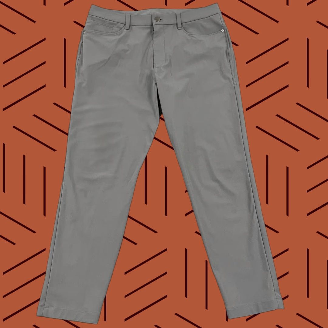 Lululemon Pants Mens 34 x 29 Slim Gray Performance Travel Golf W5ALWS Chino 5-Pocket Design Button Zip Breathable Stretch
