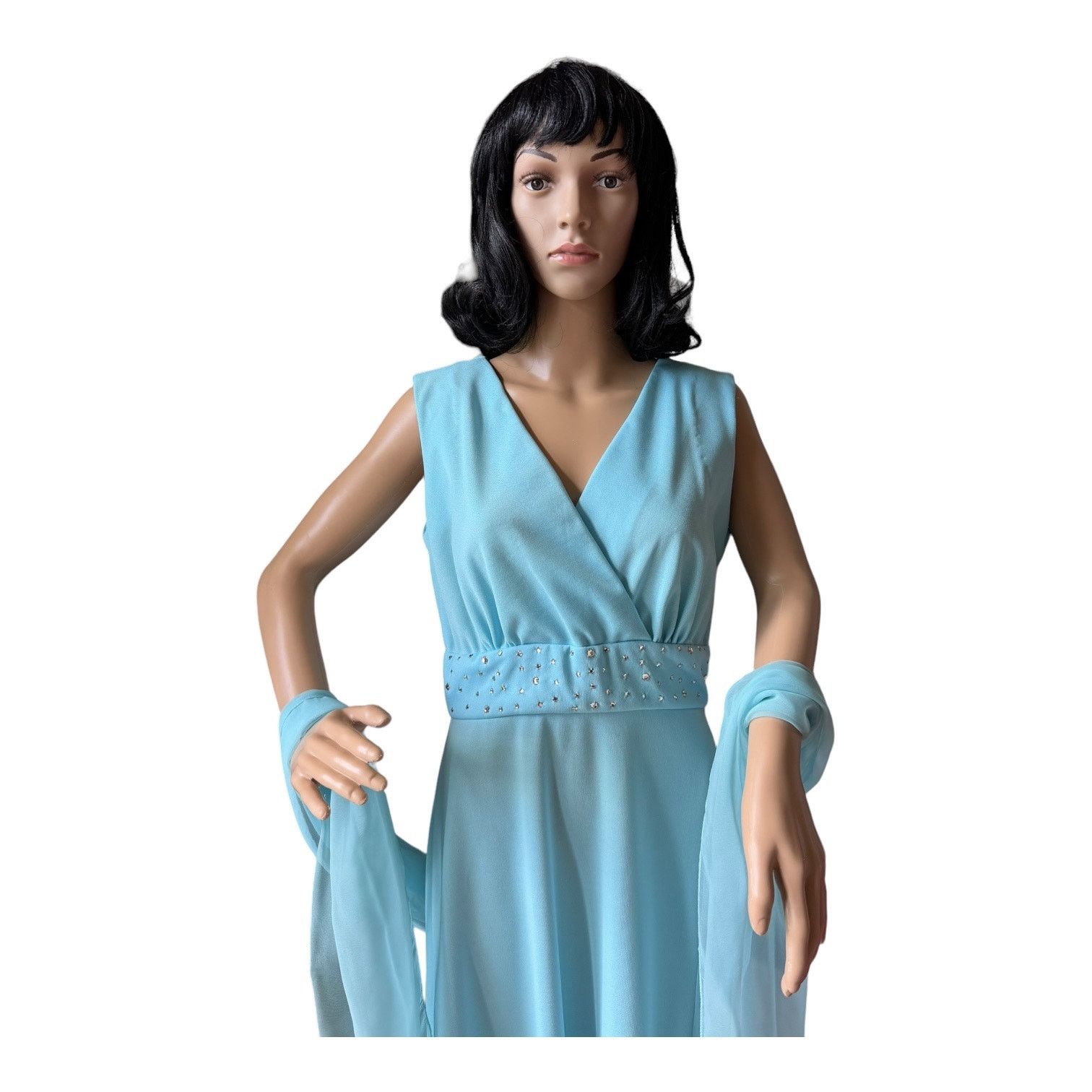 blue dress neck scarf Keena Scarf Maxi Dress