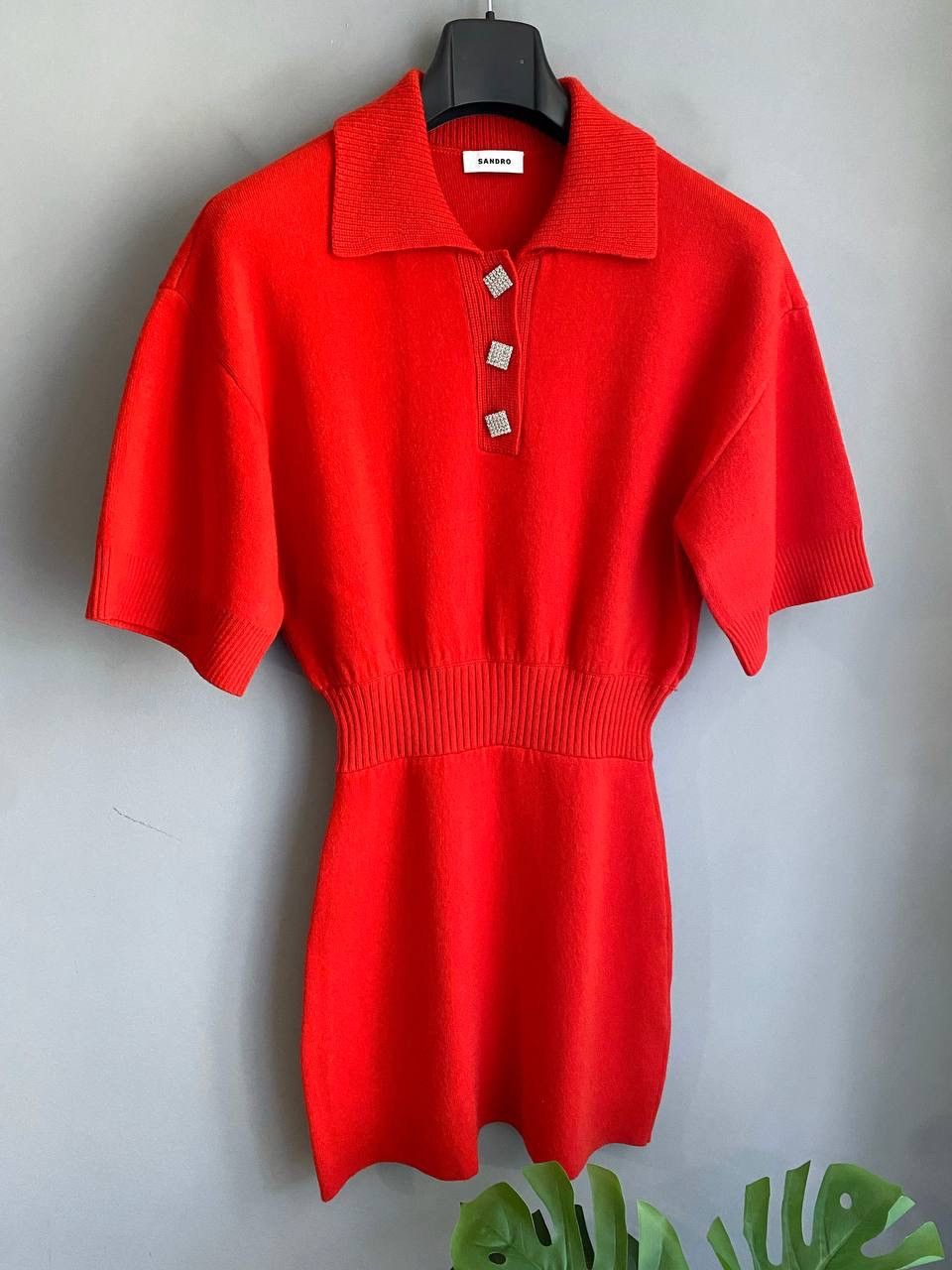 Sandro Sandro Women's Wool/Cashmere Red Knitted Mini Dress, 36/S Size S / US 4 / IT 40 - 2 Thumbnail