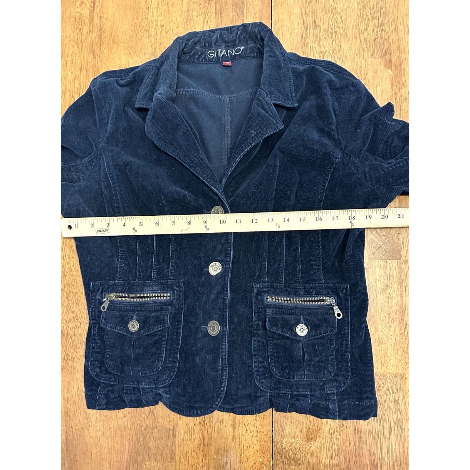 Vintage VINTAGE Gitano Women’s Corduroy Jacket XL Y2K Navy Blue Size XL / US 12-14 / IT 48-50 - 4 Thumbnail