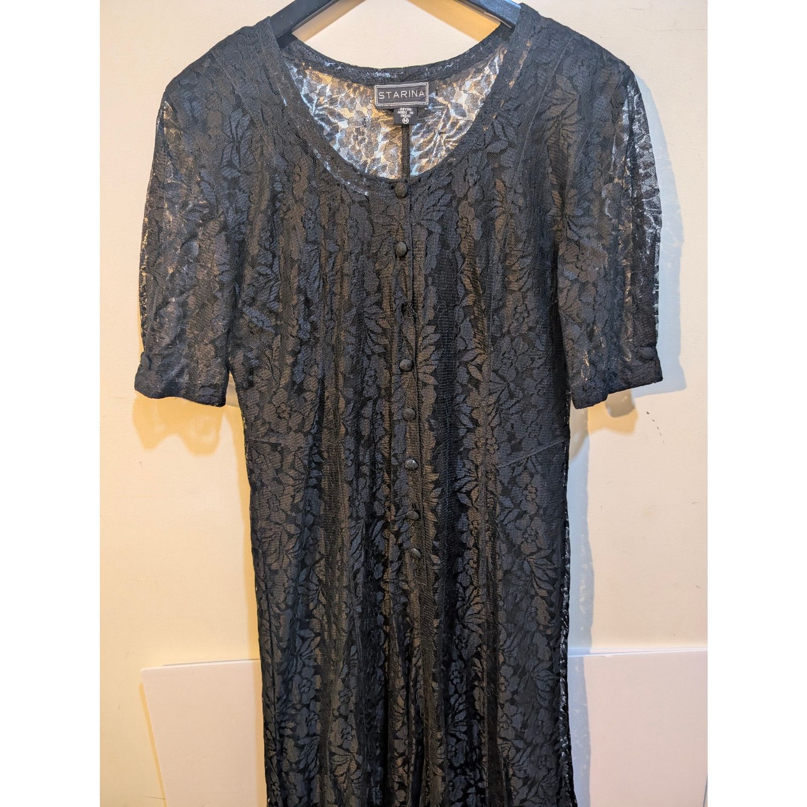 Tarina Tarantino Vintage 1990s Starina Floral Lace Alt Midi Dress MD (AS IN) Size M / US 6-8 / IT 42-44 - 3 Thumbnail