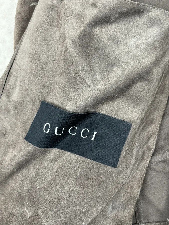 Gucci 2000s Gucci Grey Suede Asymmetrical Zip Biker Jacket by Tom Ford Size US M / EU 48-50 / 2 - 10 Thumbnail