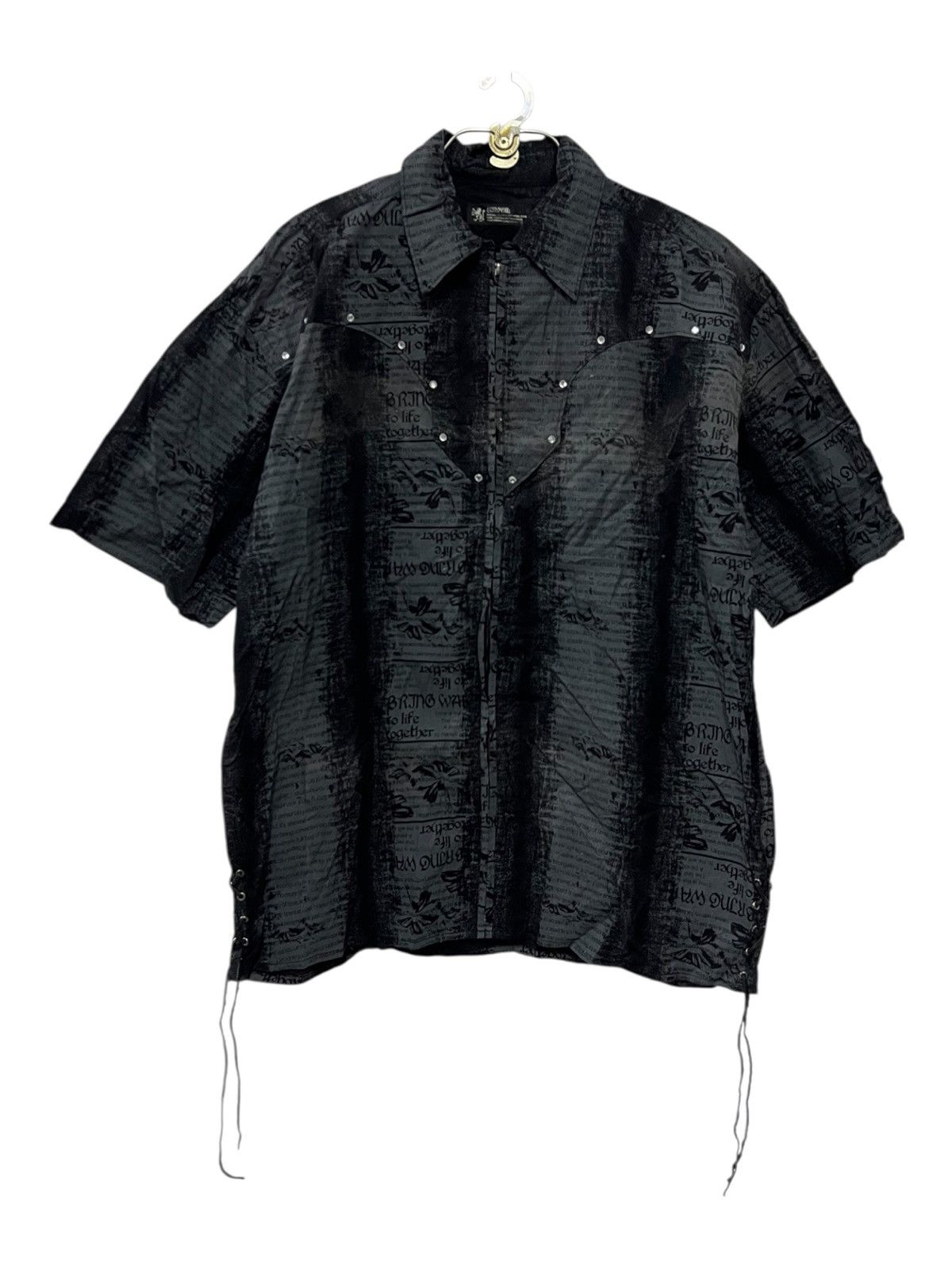 Yasuyuki Ishii Euroyal Newspaper Print Cyberpunk Fleur Hem Lace Zip Jacket Size US XL / EU 56 / 4 - 3 Thumbnail