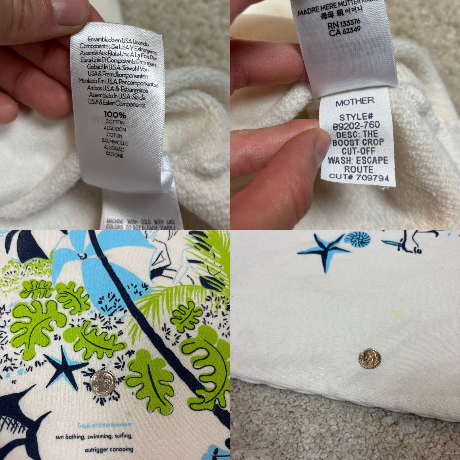 MOTHER Mother The Boost Crop Cut Off Sweatshirt Escape Route M Women's Size M / US 6-8 / IT 42-44 - 8 Thumbnail