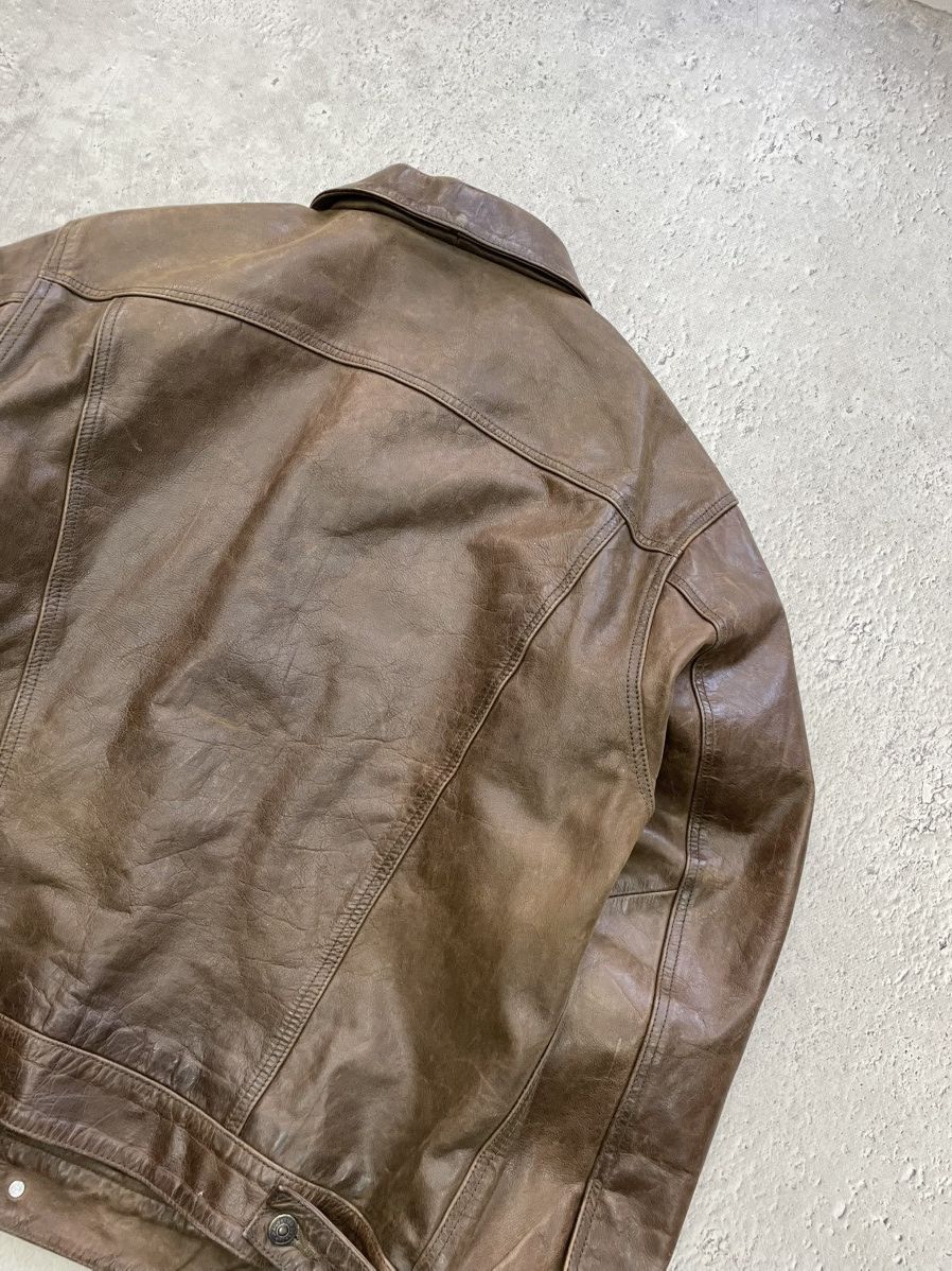 Gap GAP distressed leather trucker jacket y2k balenciaga style Size US L / EU 52-54 / 3 - 12 Thumbnail