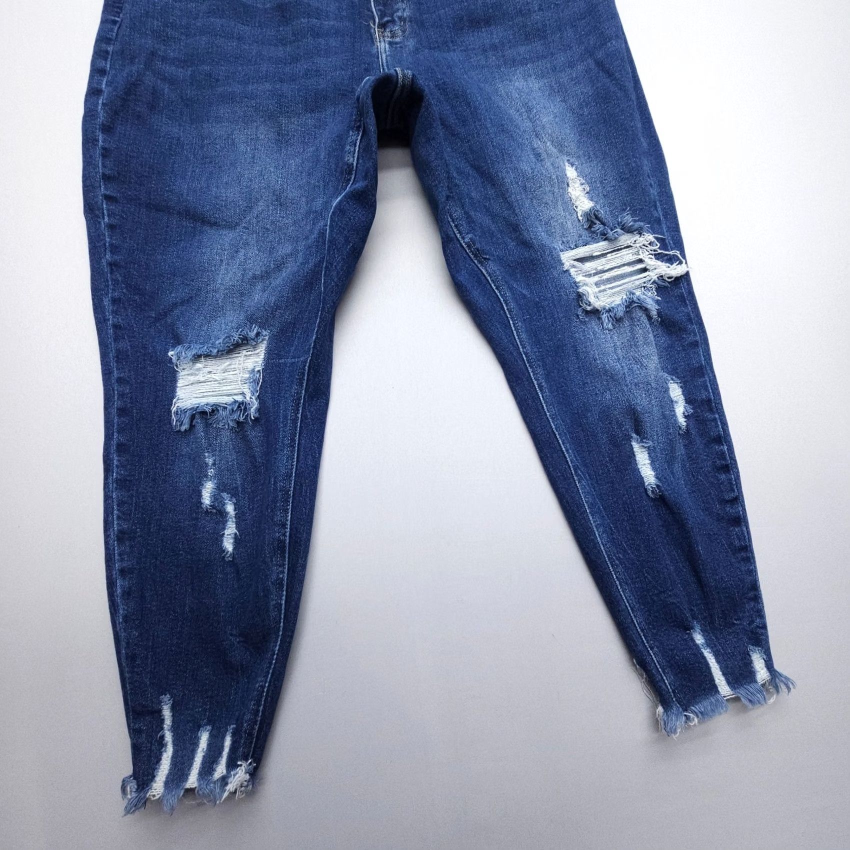 Vintage KanCan Estilo Womens Plus Jeans 22 Dark Wash Distressed Ankle Slim 5-Pocket Denim Blue Vintage No Size ONE SIZE - 3 Thumbnail