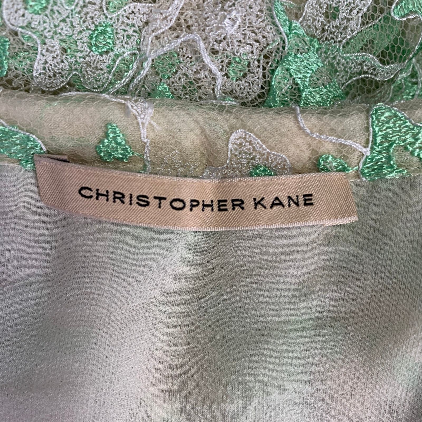 Christopher Kane CHRISTOPHER KANE 6 Green Cream Silk Pleated Above Knee Skirt Size 28" / US 6 / IT 42 - 4 Thumbnail