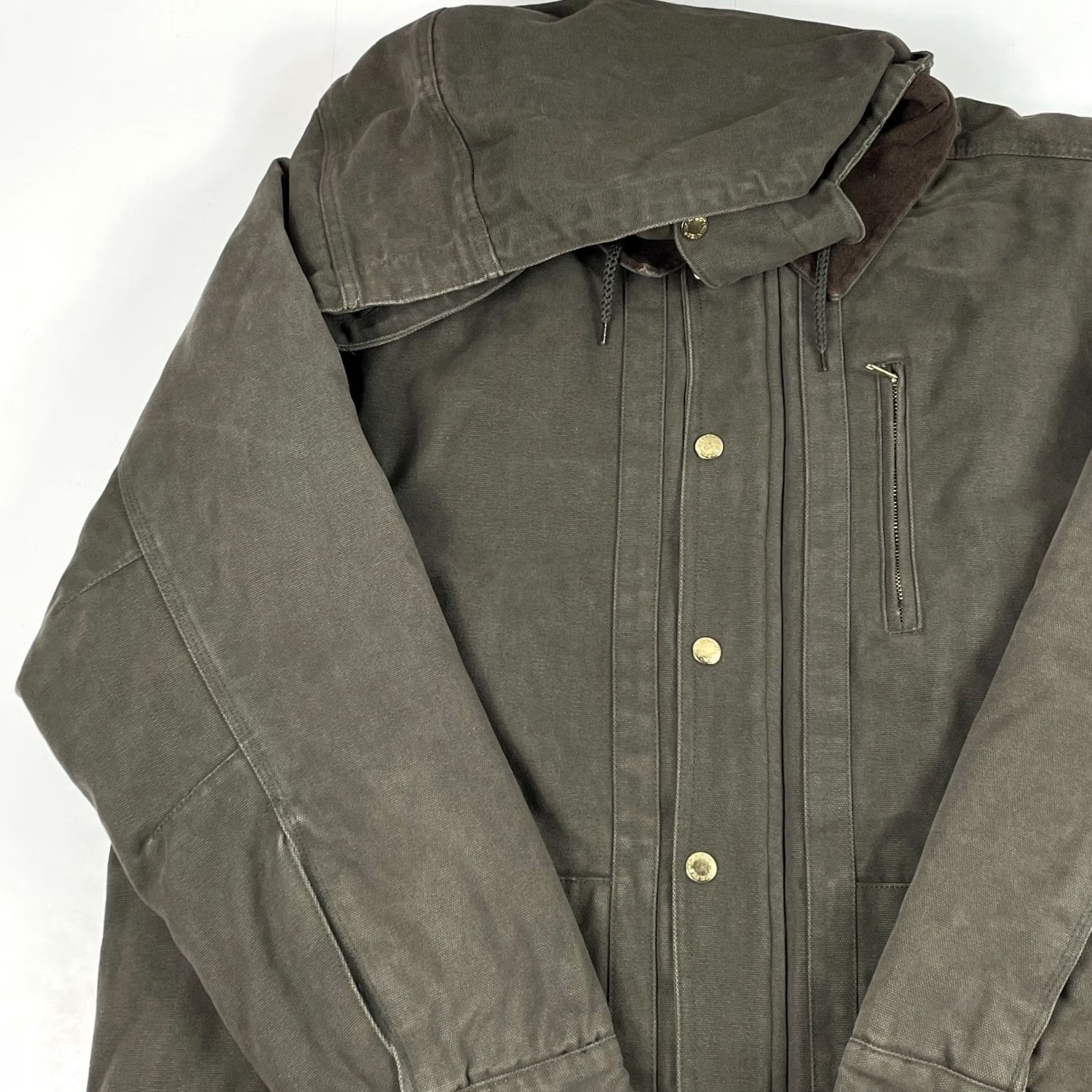 Dickies Dickies Jacket Mens XL Green Canvas Hooded Workwear Chore Heavyweight Bomber Jacket Size US XL / EU 56 / 4 - 2 Thumbnail