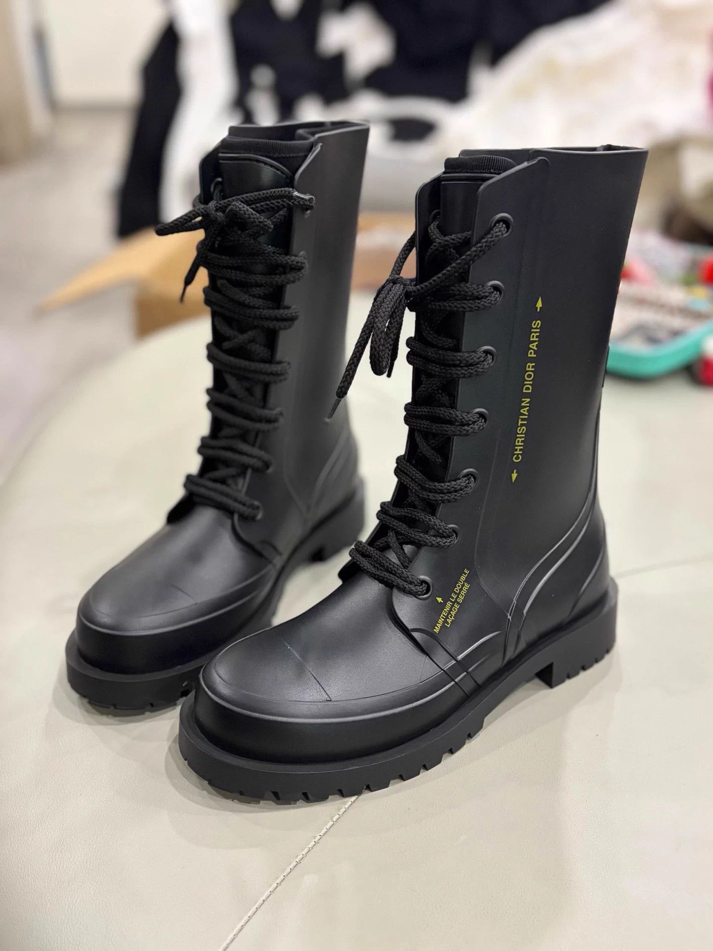 Dior Dior black logo high-top rain boots 99 new 37 Size US 6 / IT 36 - 1 Thumbnail