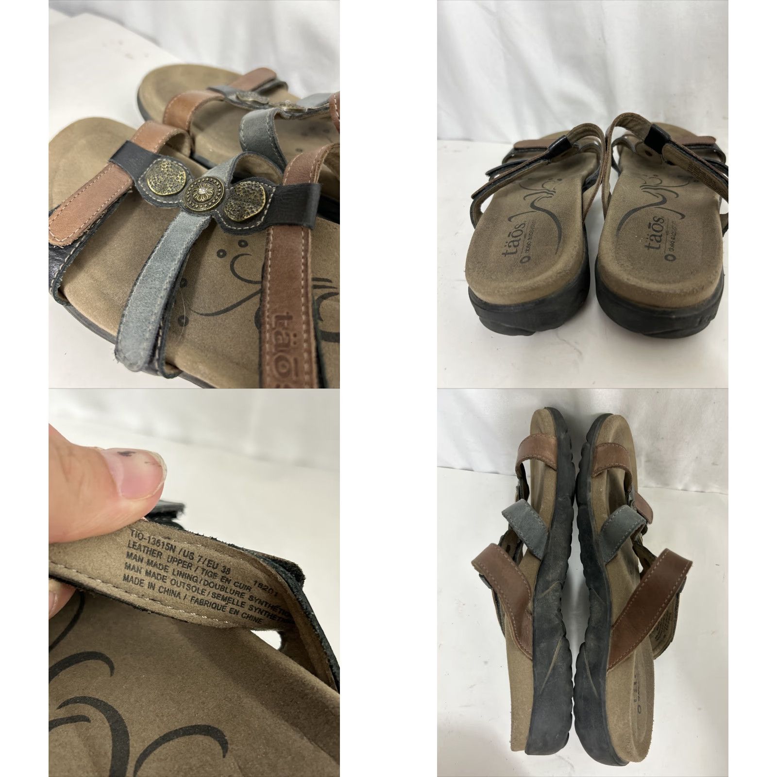 Taos Taos Sandal Women's Size 7 Leather Three Hook Loop Straps Medallions Casual Athleisure Size US 7 / IT 37 - 8 Thumbnail