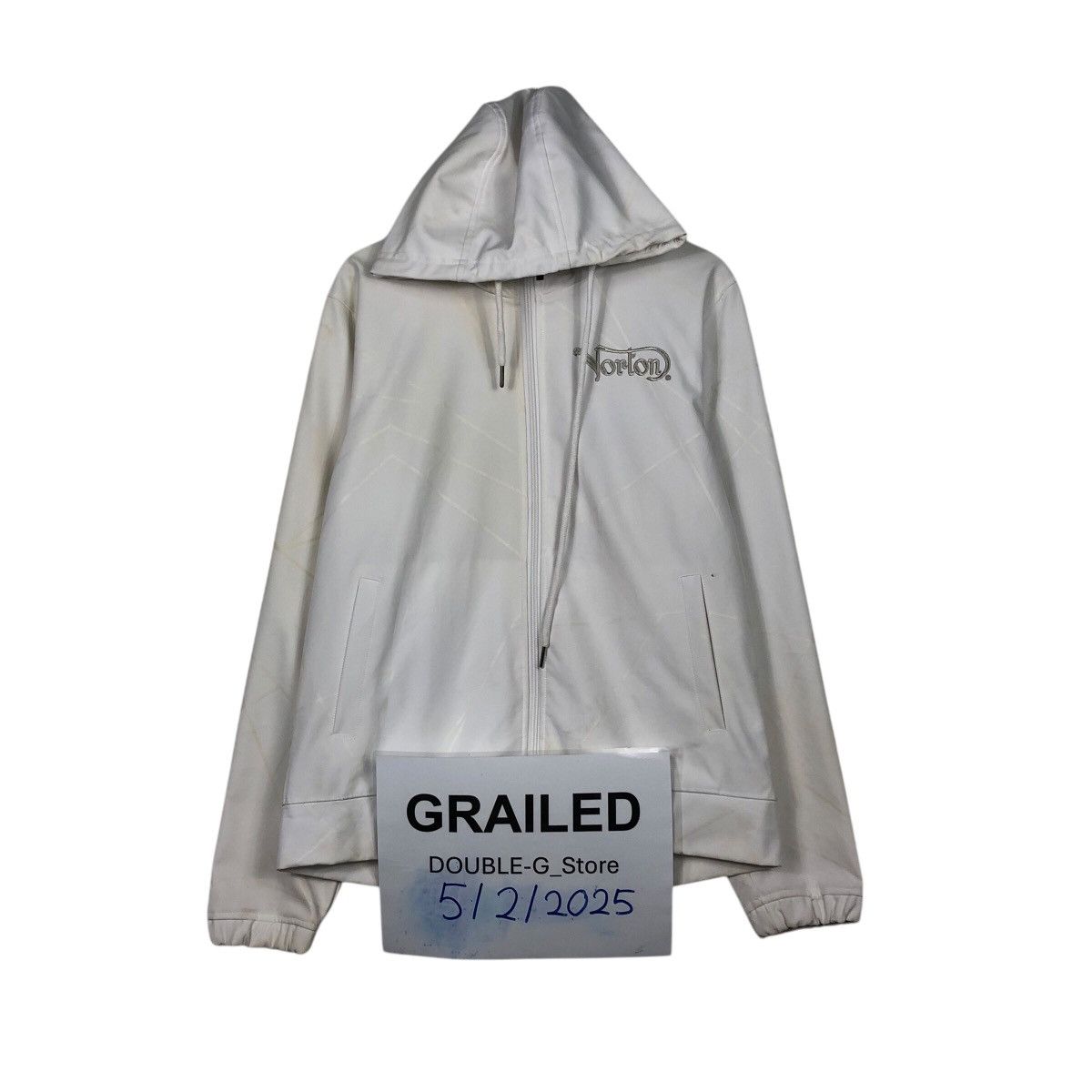 Japanese Brand Rich White Zipper Jacket Hoodie Norton Big Logo Embroidered Size US L / EU 52-54 / 3 - 1 Thumbnail