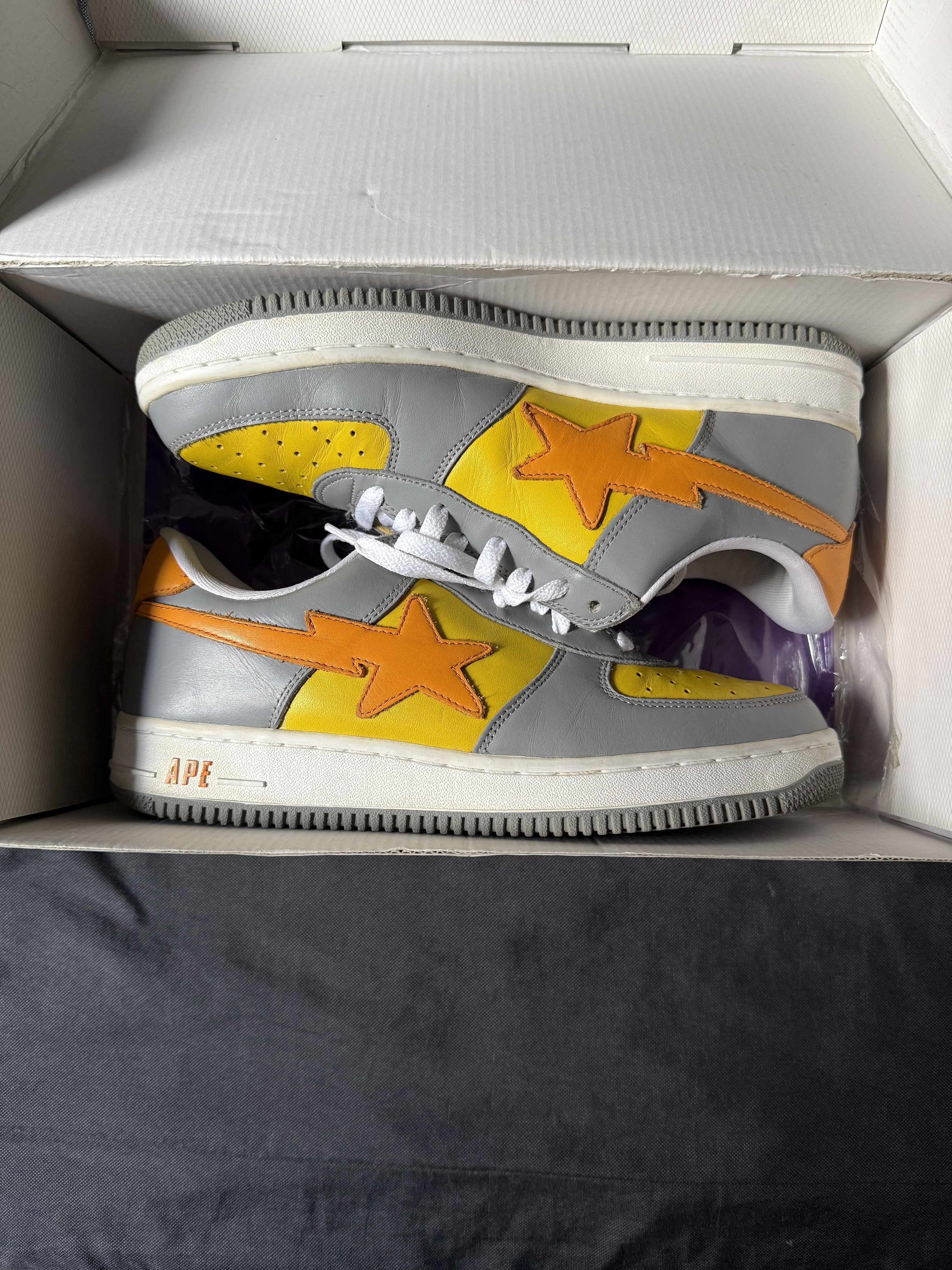 Bape Bapesta grey, yellow and orange sta Size US 11 / EU 44 - 1 Thumbnail