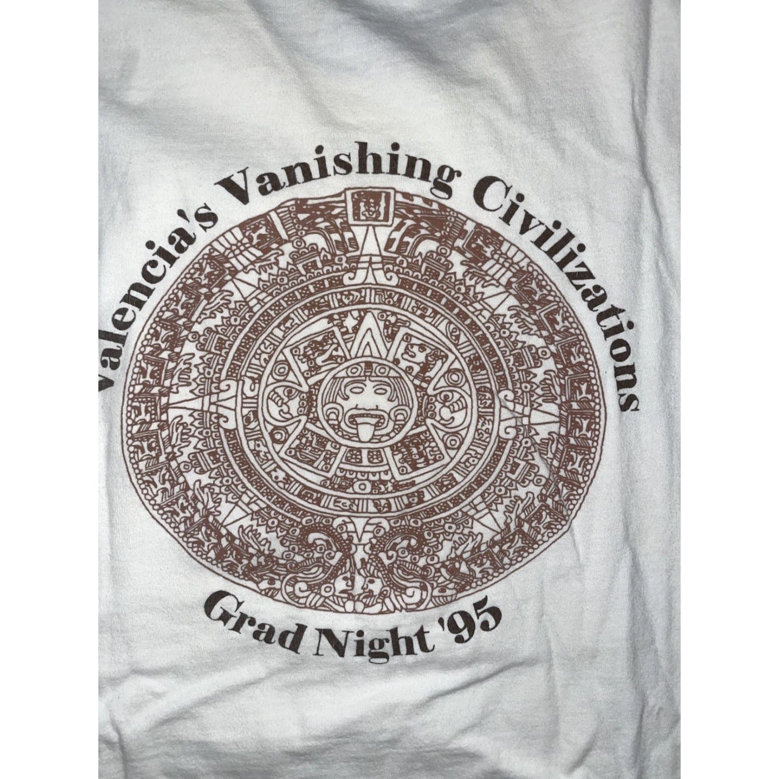VINTAGE Hanes Beefy-T T-Shirt White XL Mens Mayan Calandra Stitch 90s