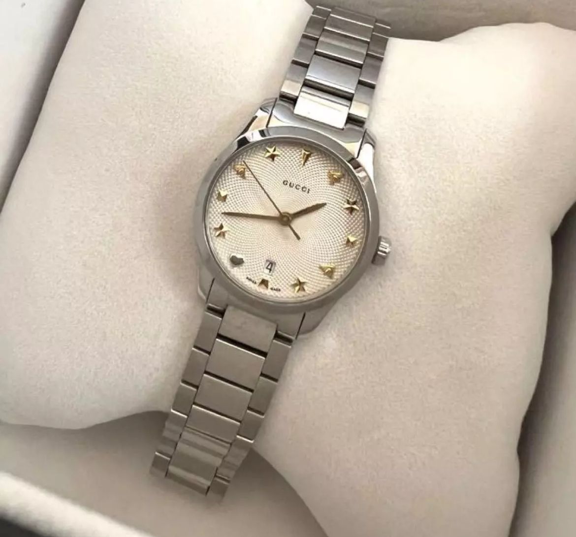 Gucci G-Timeless Ya126572A Watch 27 Mm Silver Quartz Dial, Women's