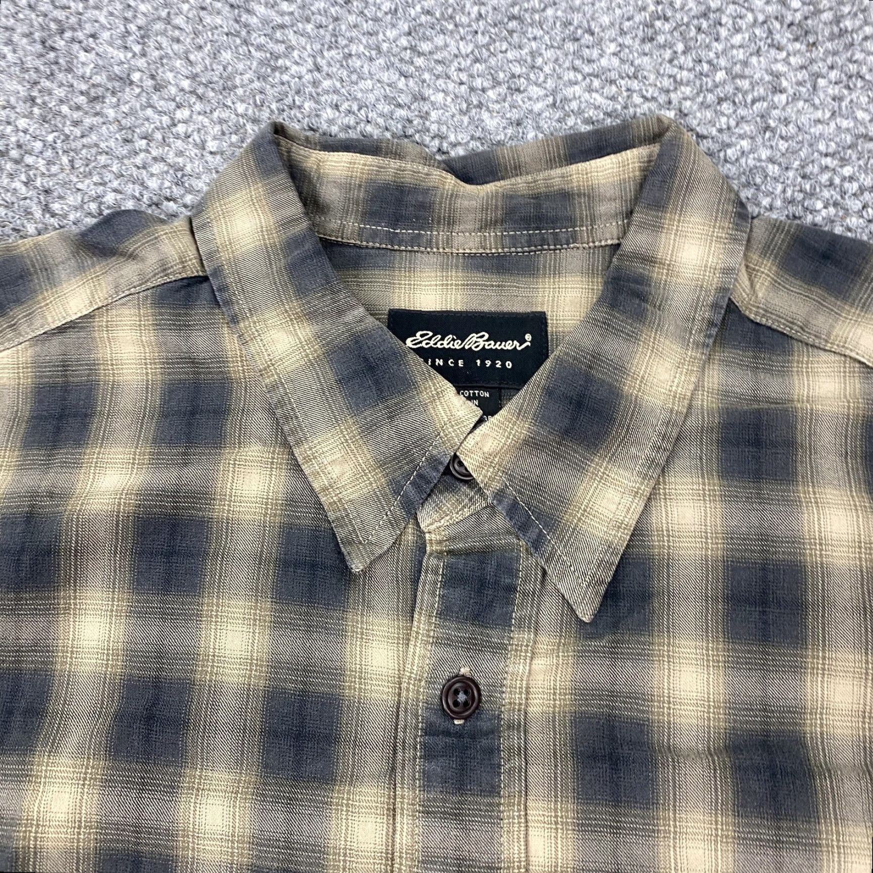 Eddie Bauer Eddie Bauer Mens Shirt 2XL Gray Plaid Button-Up Cotton Long Sleeve Casual Size US XXL / EU 58 / 5 - 4 Thumbnail