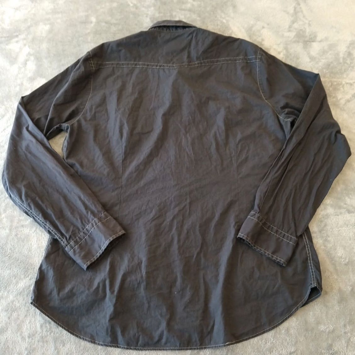 Express Express Shirt Mens XL Gray Long Sleeve Pearl Snap Pockets Cotton Shirt Size US XL / EU 56 / 4 - 2 Thumbnail