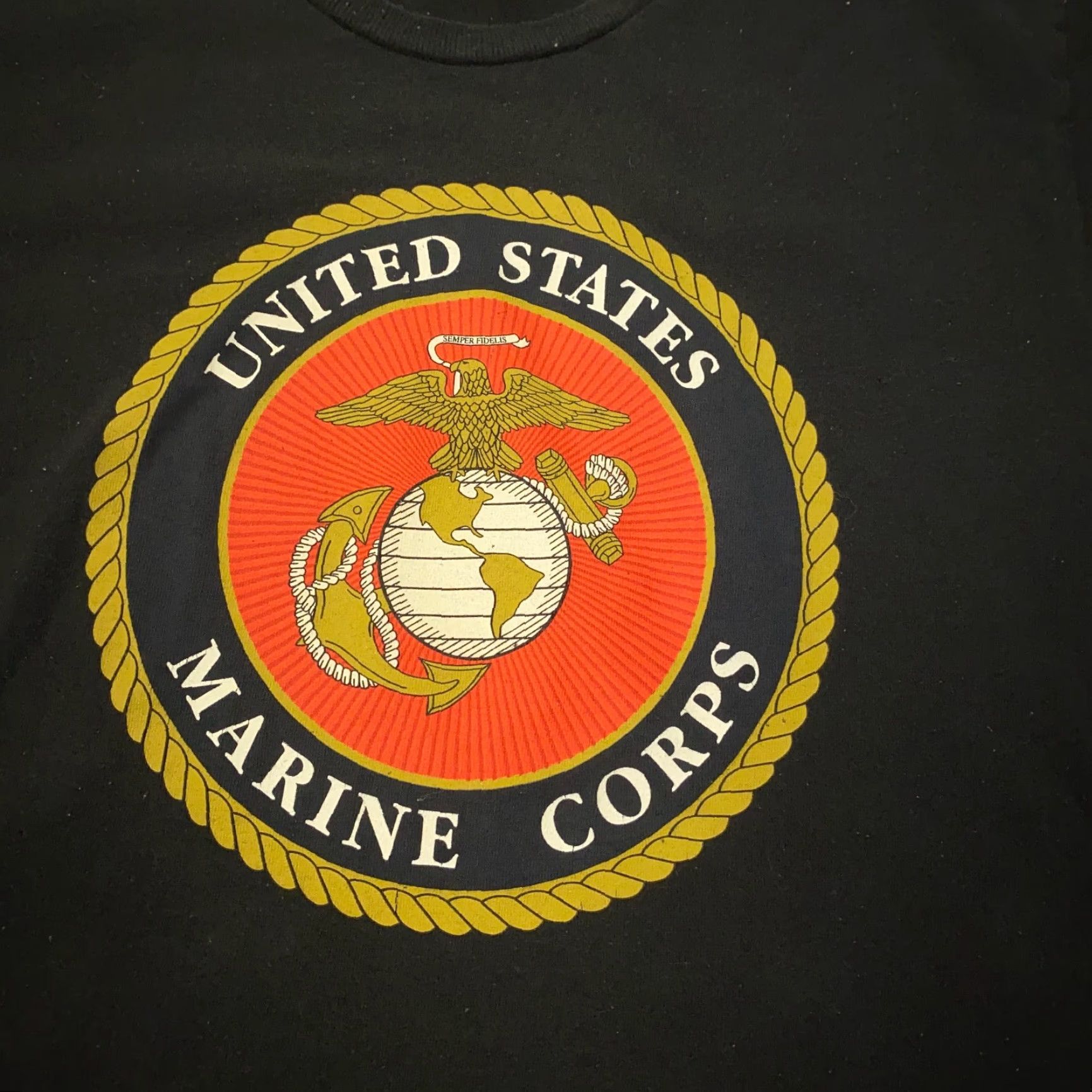 Vintage Vintage Bayside USMC Seal Shirt Mens Small Black Cotton Jersey Logo Military USA Short Sleeve Crew Neck T-Shirt Size US S / EU 44-46 / 1 - 3 Thumbnail