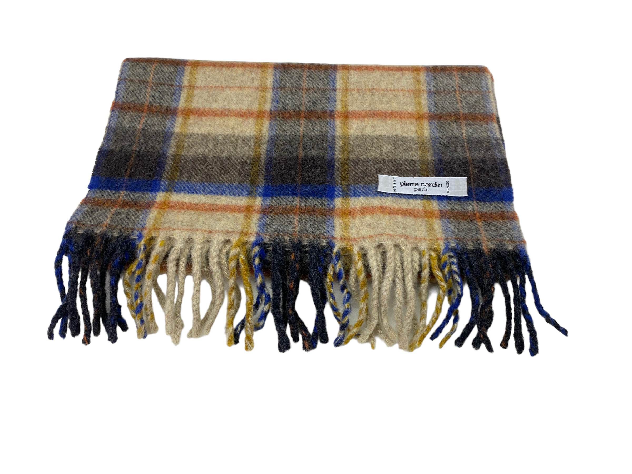 Pierre Cardin × Vintage Pierre Cardin Paris Pure Wool Checkered Vintage Scarf Size ONE SIZE - 6 Thumbnail