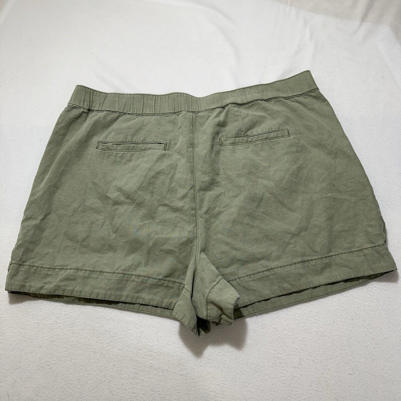 Joie Joie XXL Green Cotton Linen 3.5" Inseam High Rise Shorts Size 42" / US 20 - 6 Thumbnail