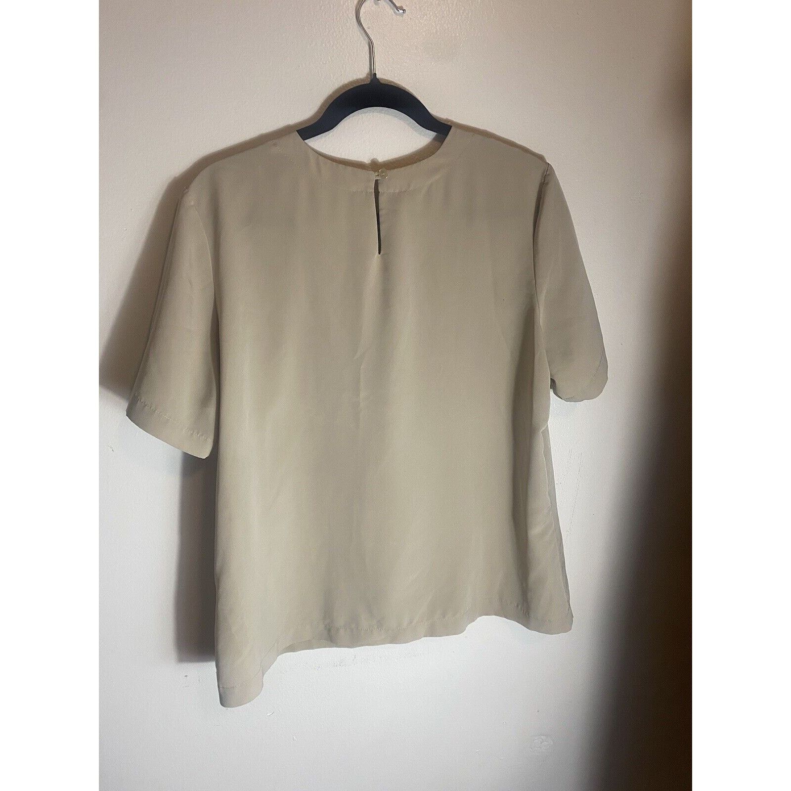 & Other Stories Vintage Jaclyn Smith Silk Blouse - Nude, Sz L, Short Sleeve Size L / US 10 / IT 46 - 9 Thumbnail