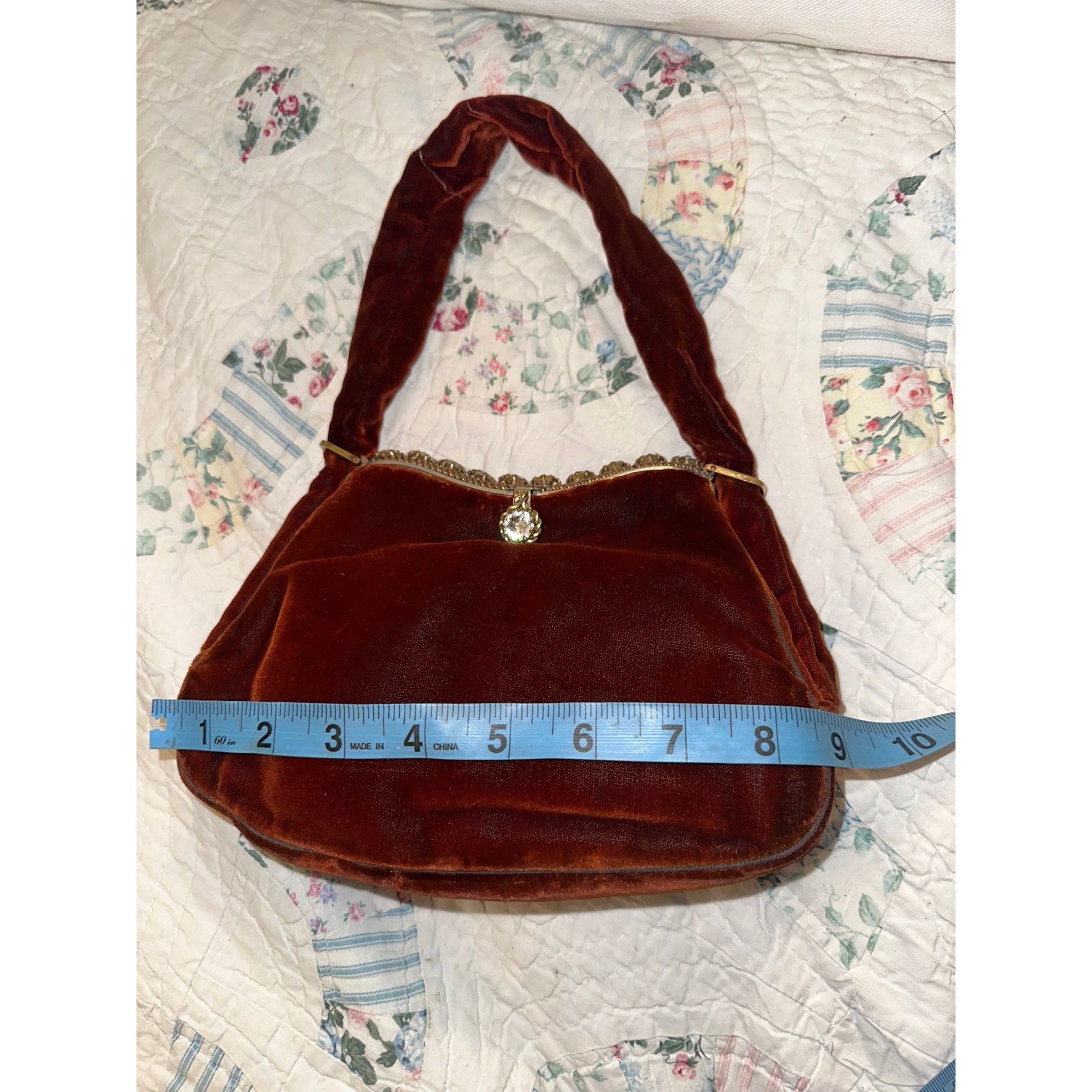 Vintage VINTAGE JOLLES ORIGINAL BURGUNDY VELVET JEWELED FRAME BAG Size ONE SIZE - 5 Thumbnail