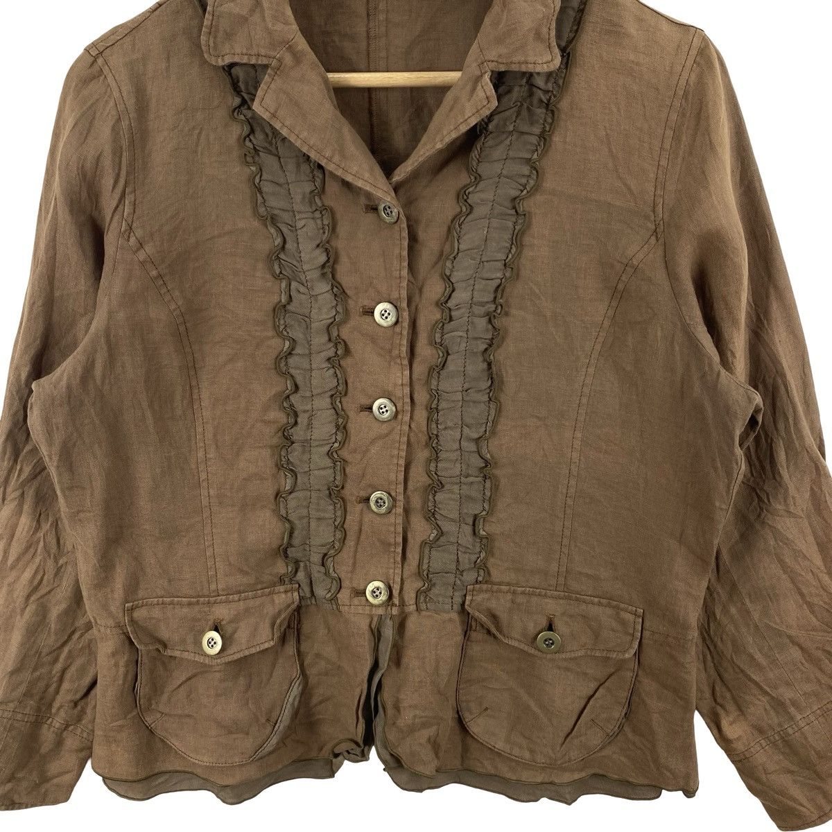 Vintage Vintage EARTH TONE RUFFLE Trim Jacket Button Front Casual Size S / US 4 / IT 40 - 5 Thumbnail
