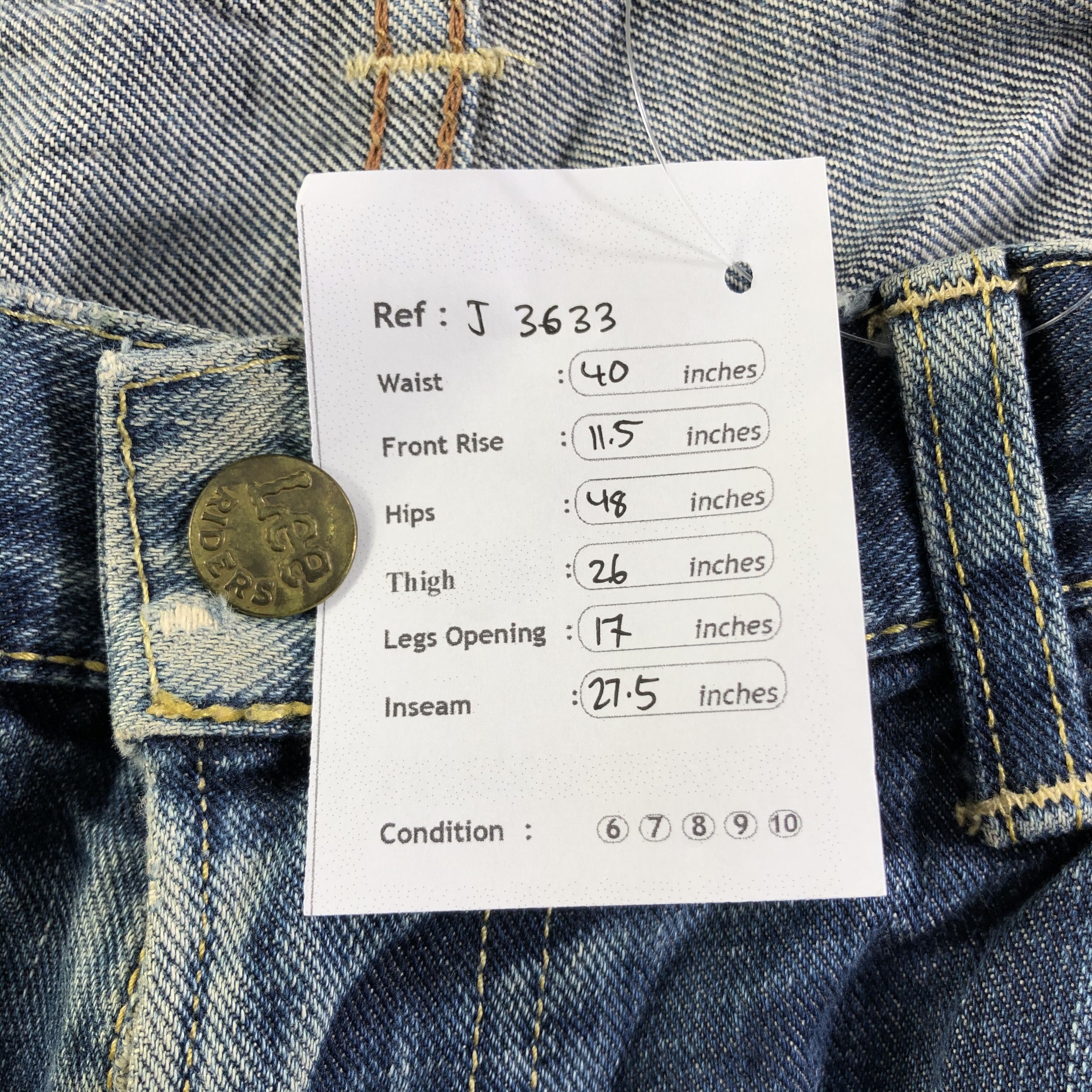 Lee Vintage Blue Wash Lee Jeans-J3633 Size US 40 / EU 56 - 14 Thumbnail